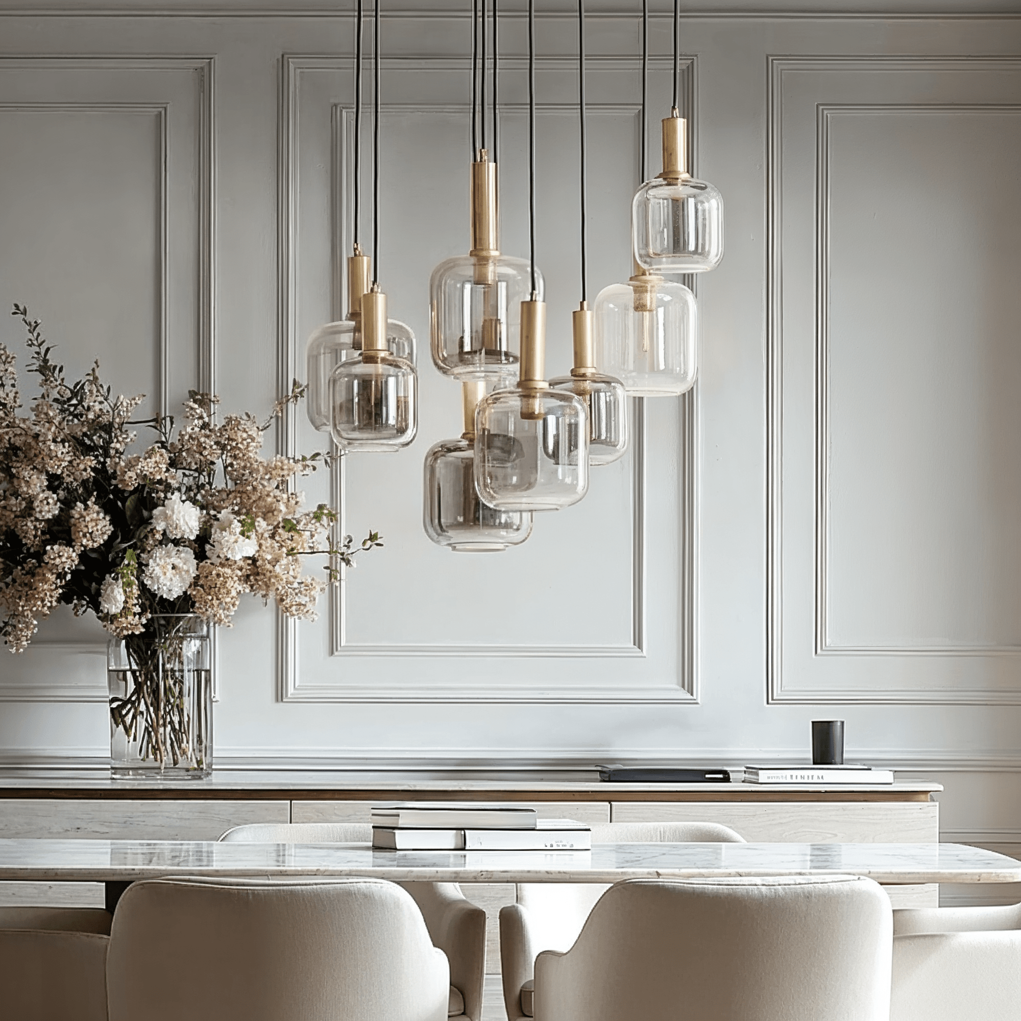 Sarille Antique Gold & Smoked Glass 9 Pendant Ceiling Light Lighting