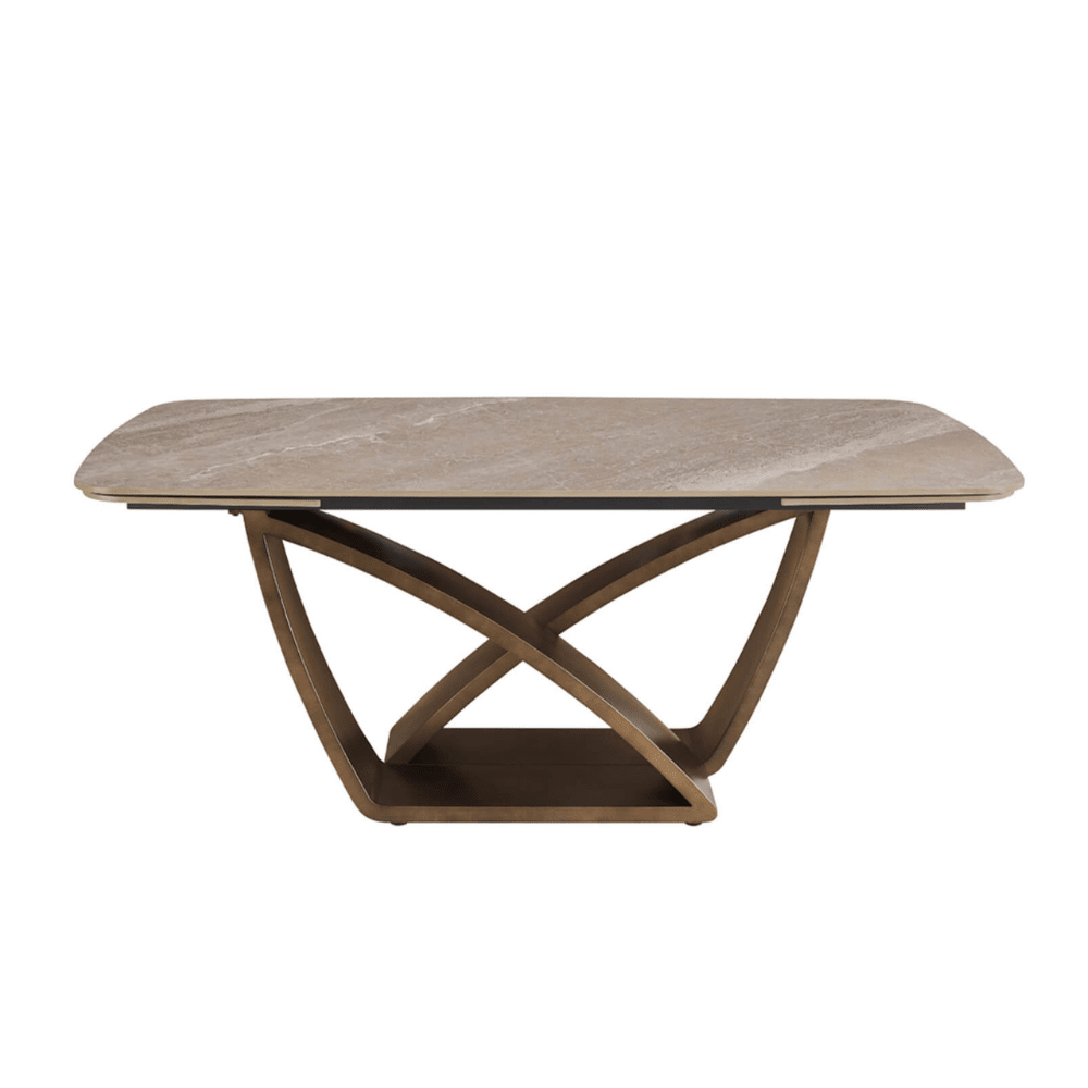 Sarzana Bronze Extending Rectangular Dining Table with Stone Top Furniture