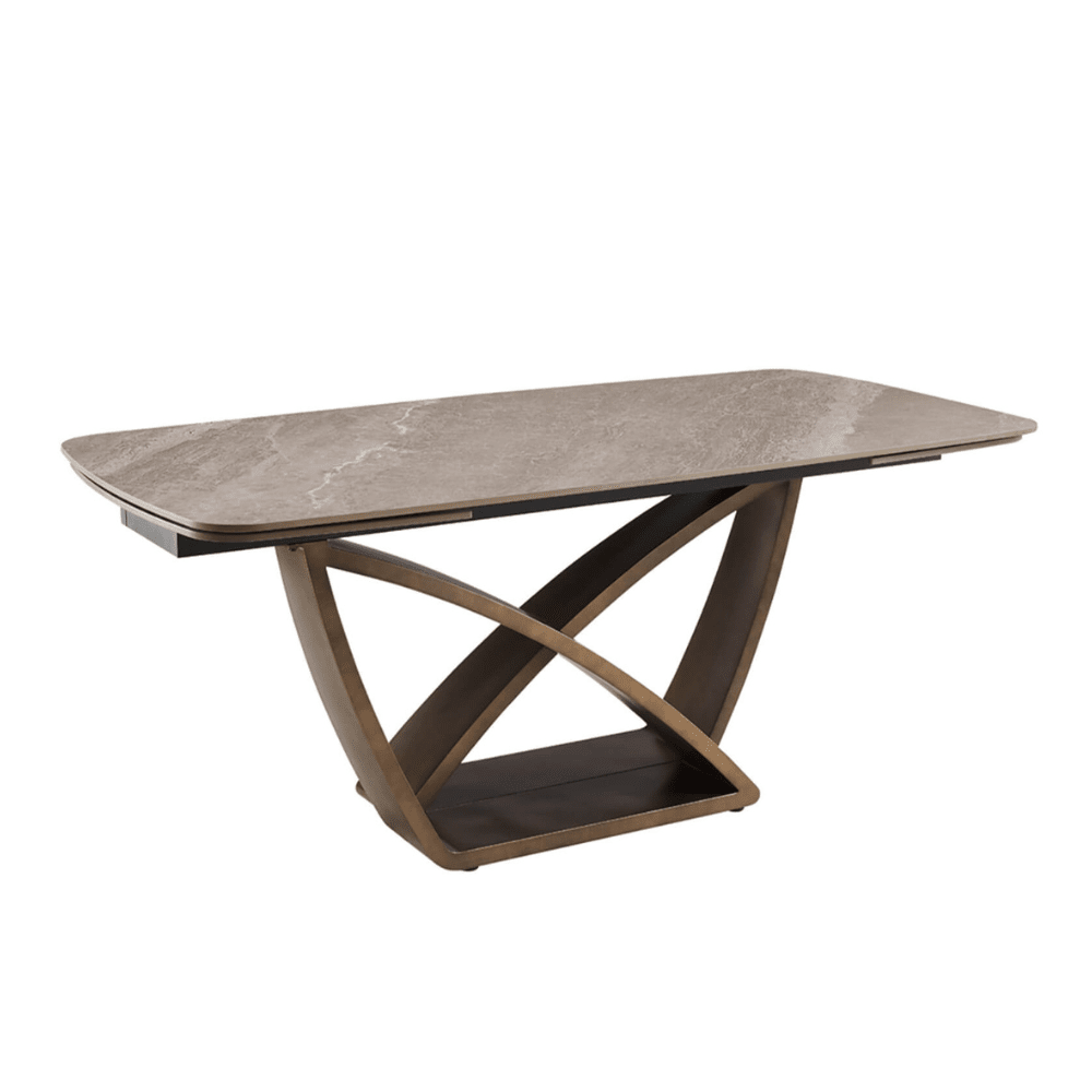 Sarzana Bronze Extending Rectangular Dining Table with Stone Top Furniture