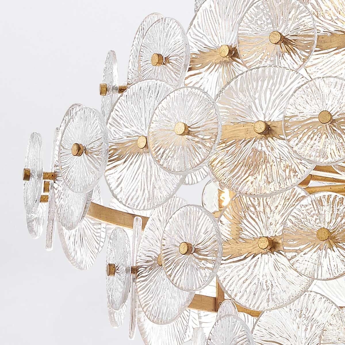 Selene Gold 16 Light Chandelier with Round Glass Detailing Lighting
