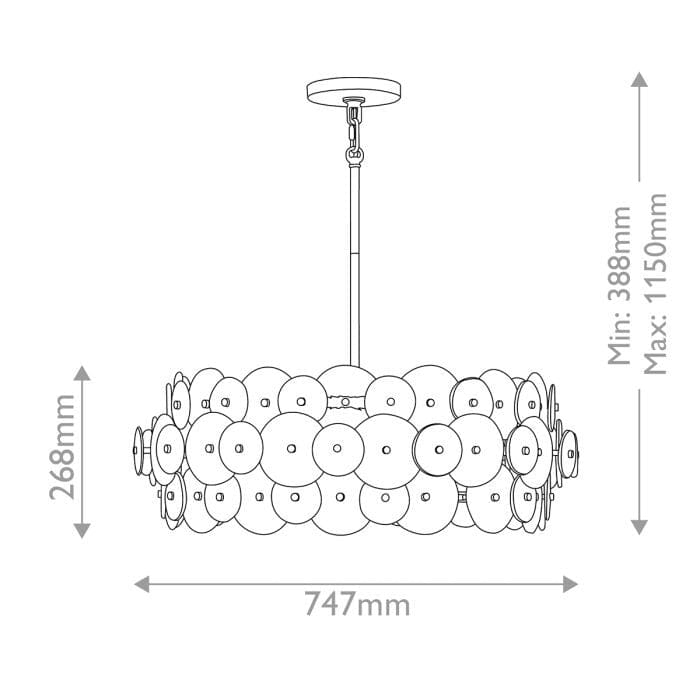 Selene Gold 6 Light Chandelier with Round Glass Detailing Lighting