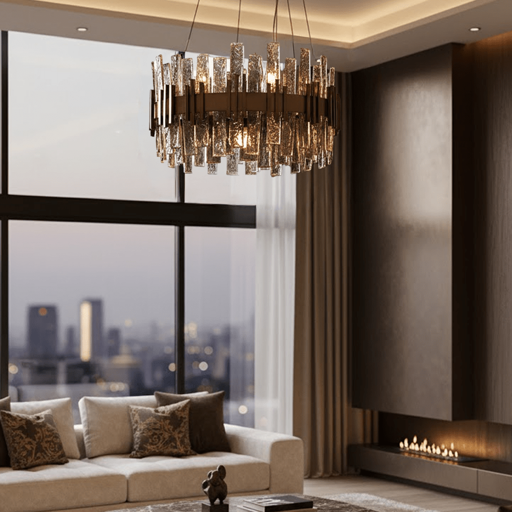 Selestia Large Aged Brass & Glass Statement Ceiling Light Lighting