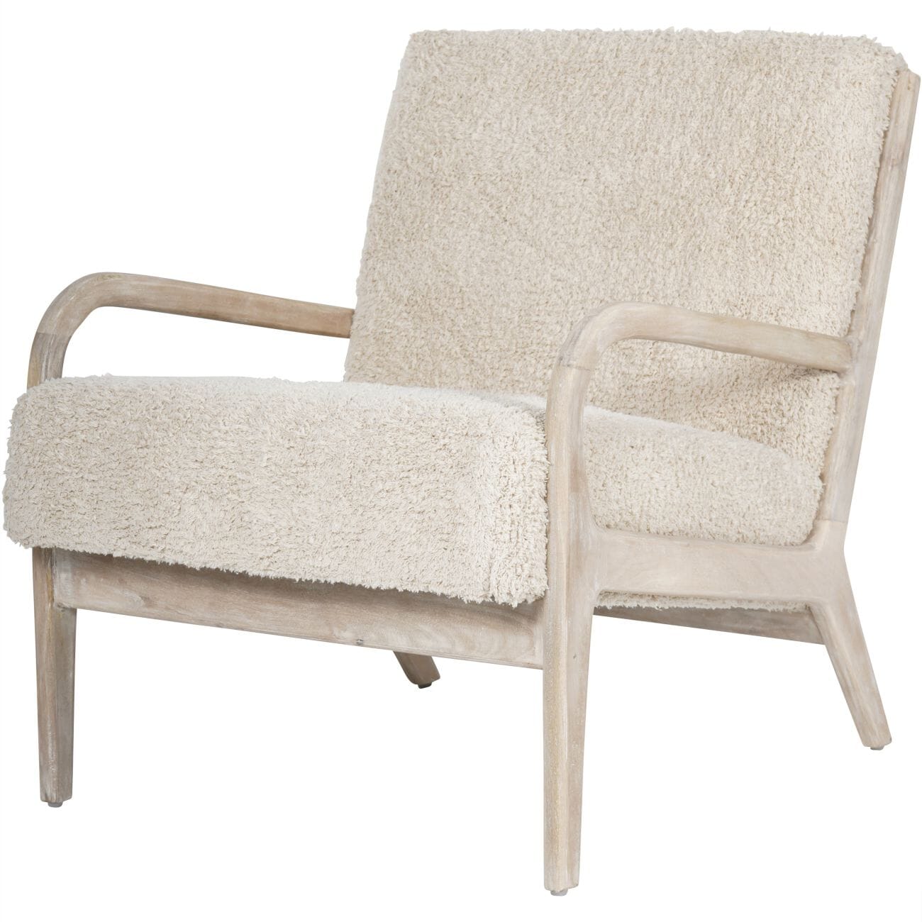 Serena Cream Teddy & Whitewash Wood Accent Chair Furniture