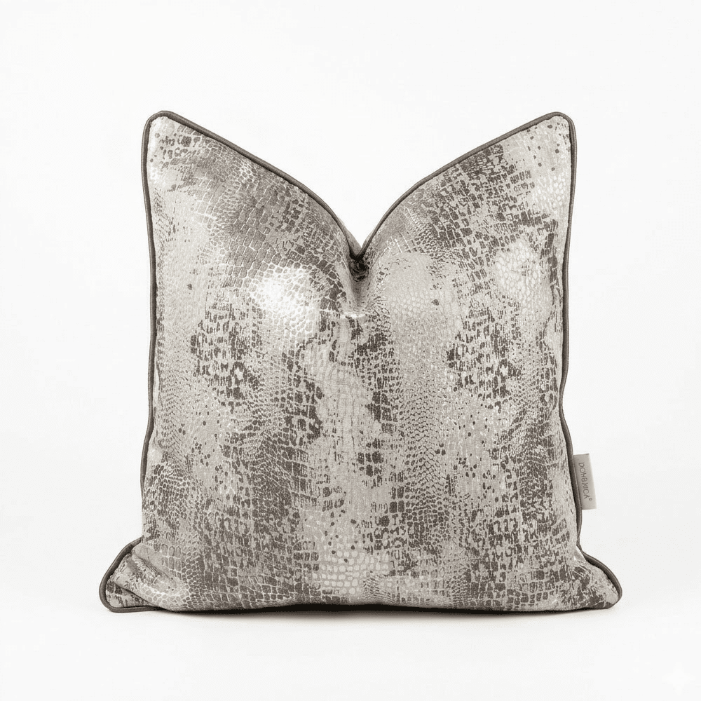 Serpentine Grey Snake Print Cushion- 50x50cm