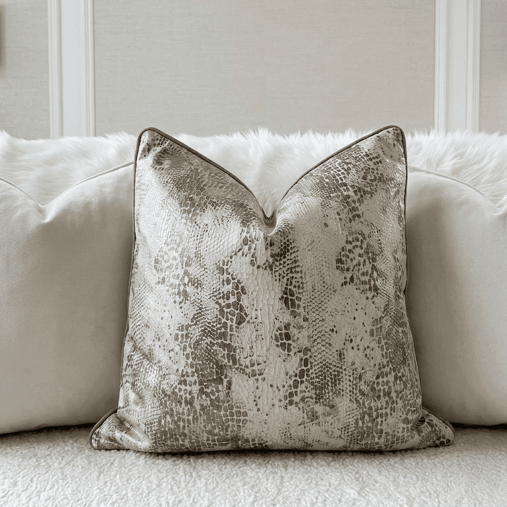 Serpentine Grey Snake Print Cushion Cover - 50x50cm Textiles