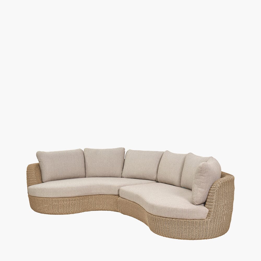 Sevilla Natural Wicker Outdoor Curved Sofa & Footstool Set Outdoor