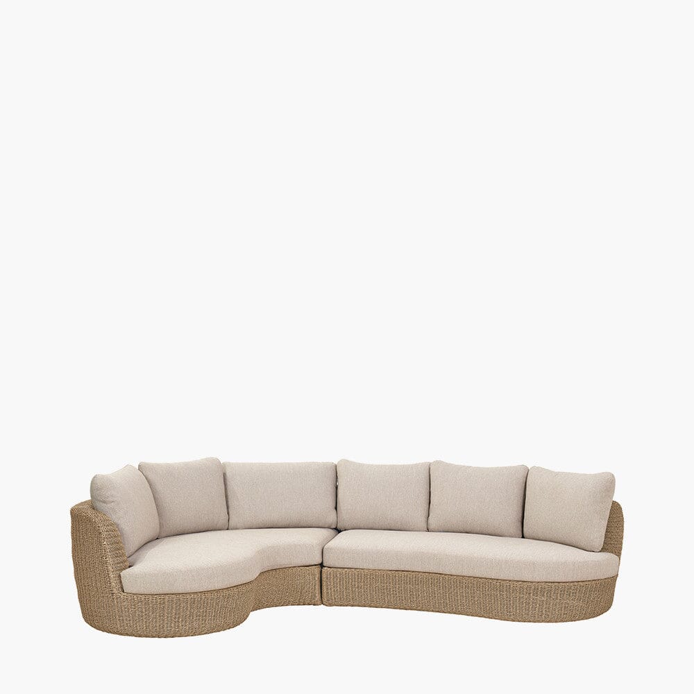 Sevilla Natural Wicker Outdoor Curved Sofa & Footstool Set Outdoor