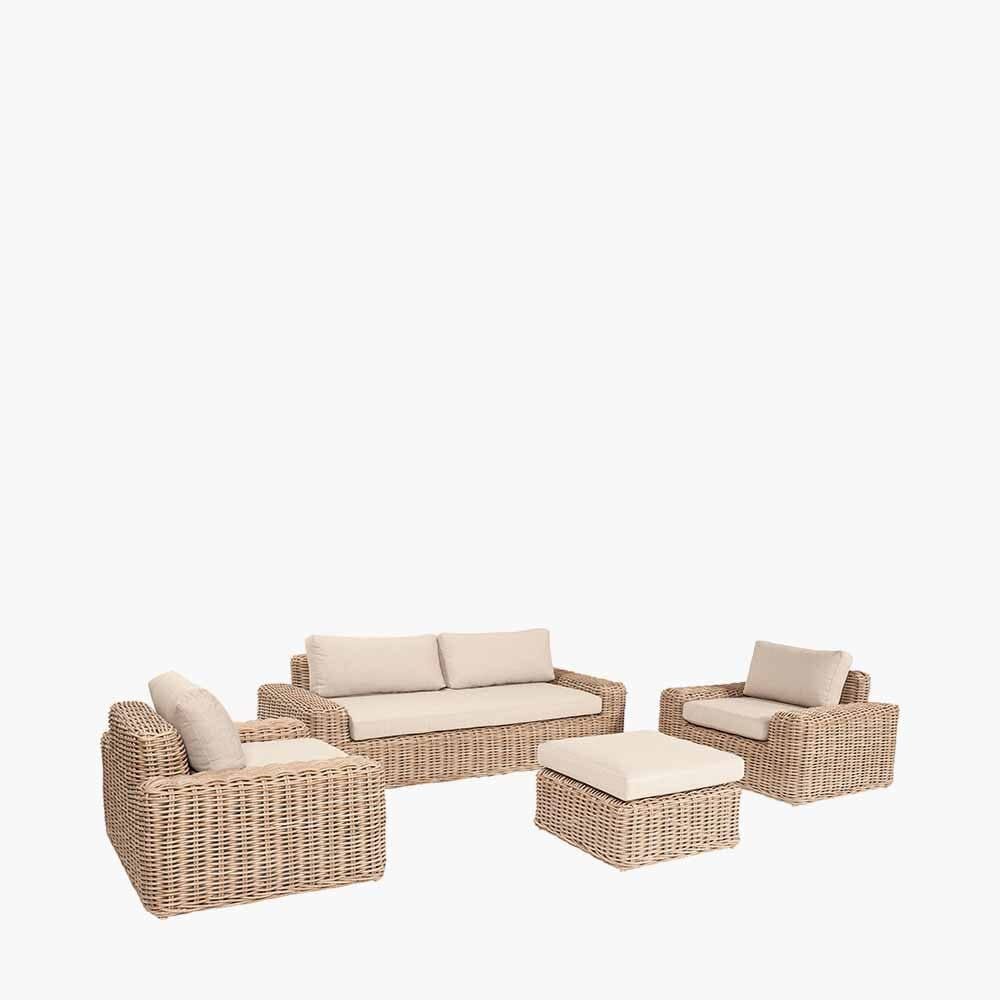 Seville Neutral Chunky Rattan Outdoor Lounge Sofa Set Outdoor