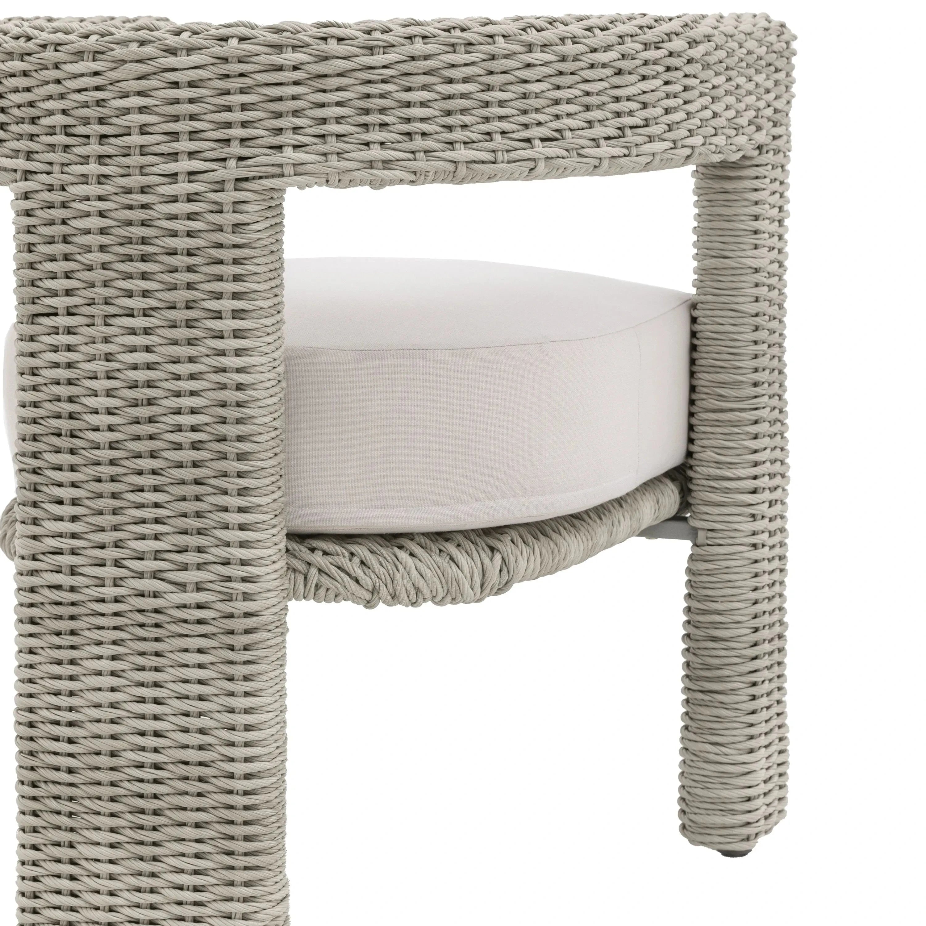 Seychelles Outdoor Cream & Natural Rattan Curved Dining Chair - Set of 2 Outdoor
