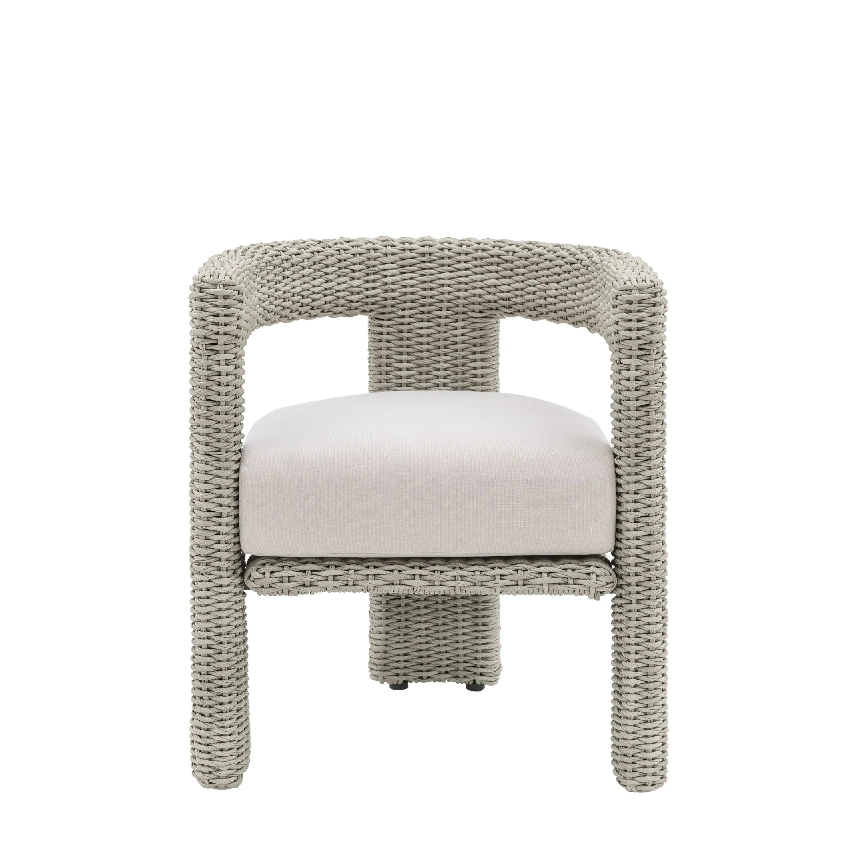 Seychelles Outdoor Cream & Natural Rattan Curved Dining Chair - Set of 2 Outdoor