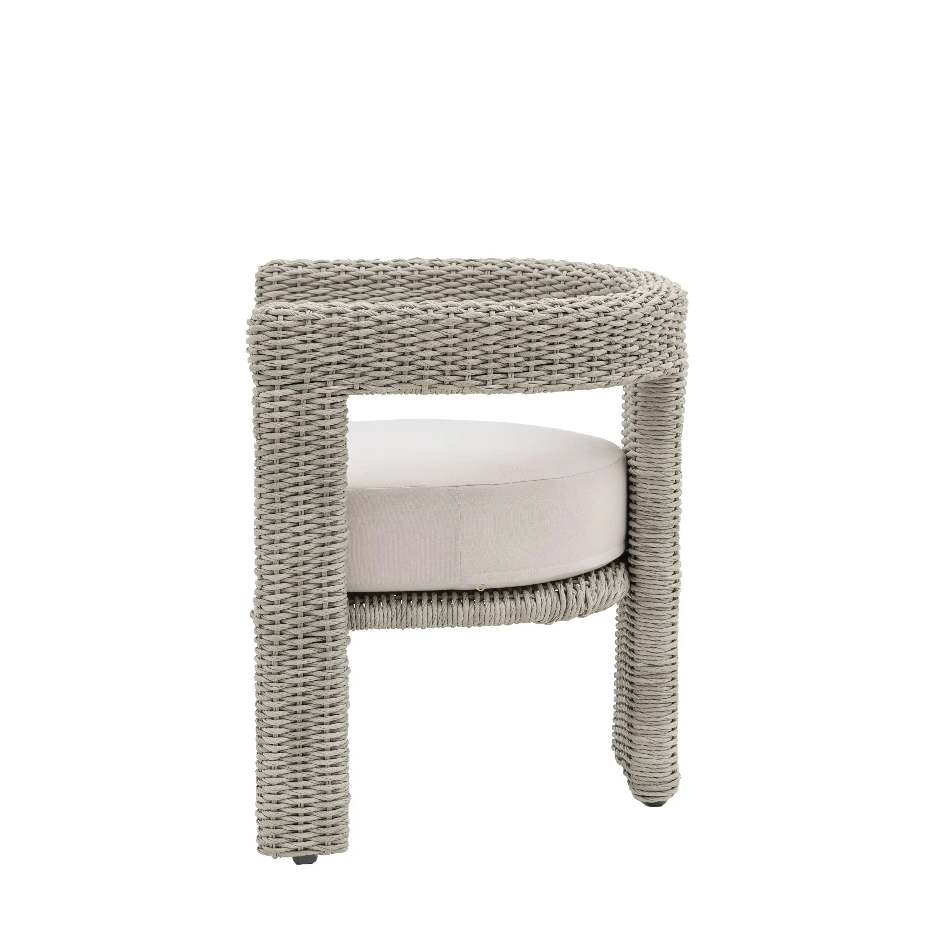 Seychelles Outdoor Cream & Natural Rattan Curved Dining Chair - Set of 2 Outdoor