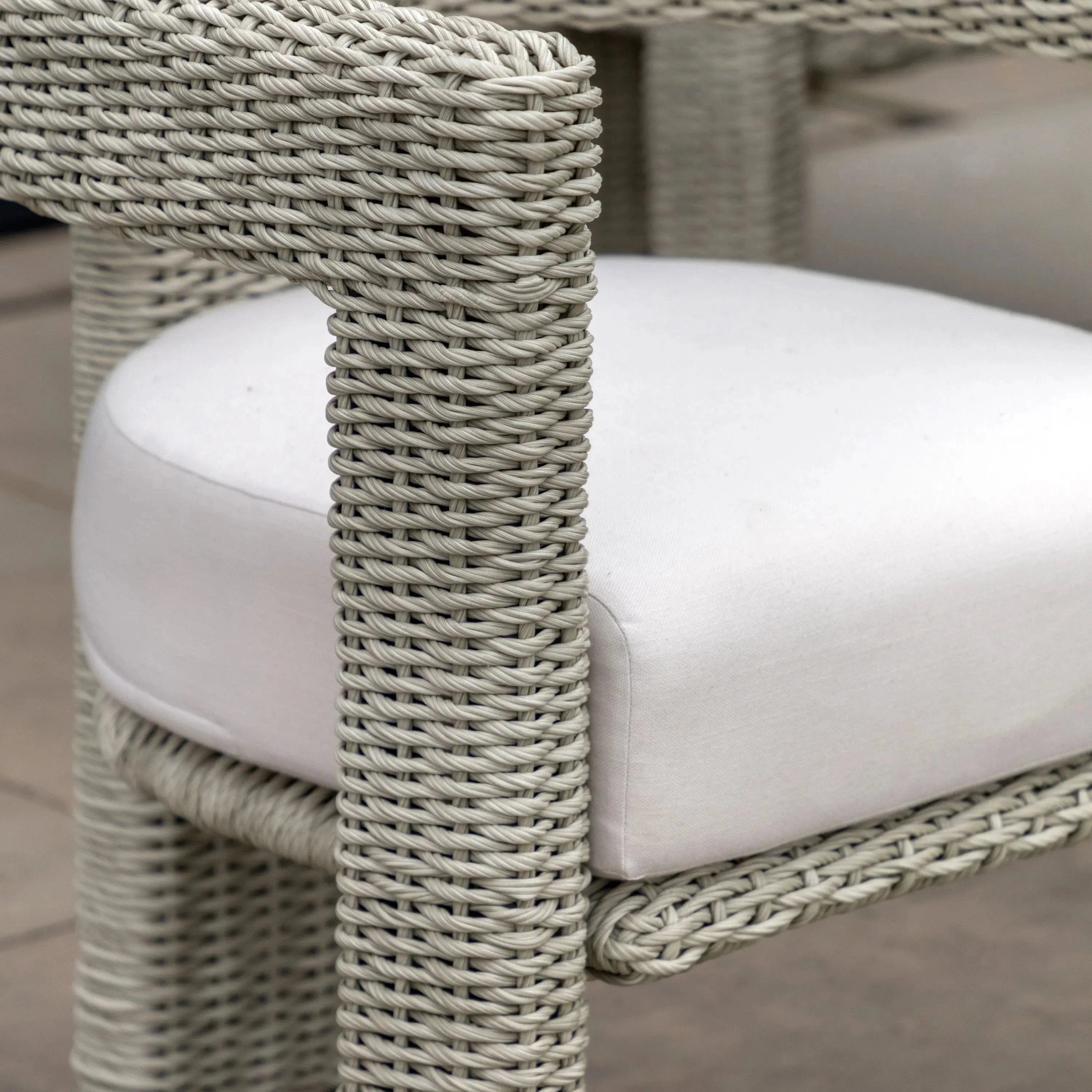 Seychelles Outdoor Cream & Natural Rattan Curved Dining Chair - Set of 2 Outdoor