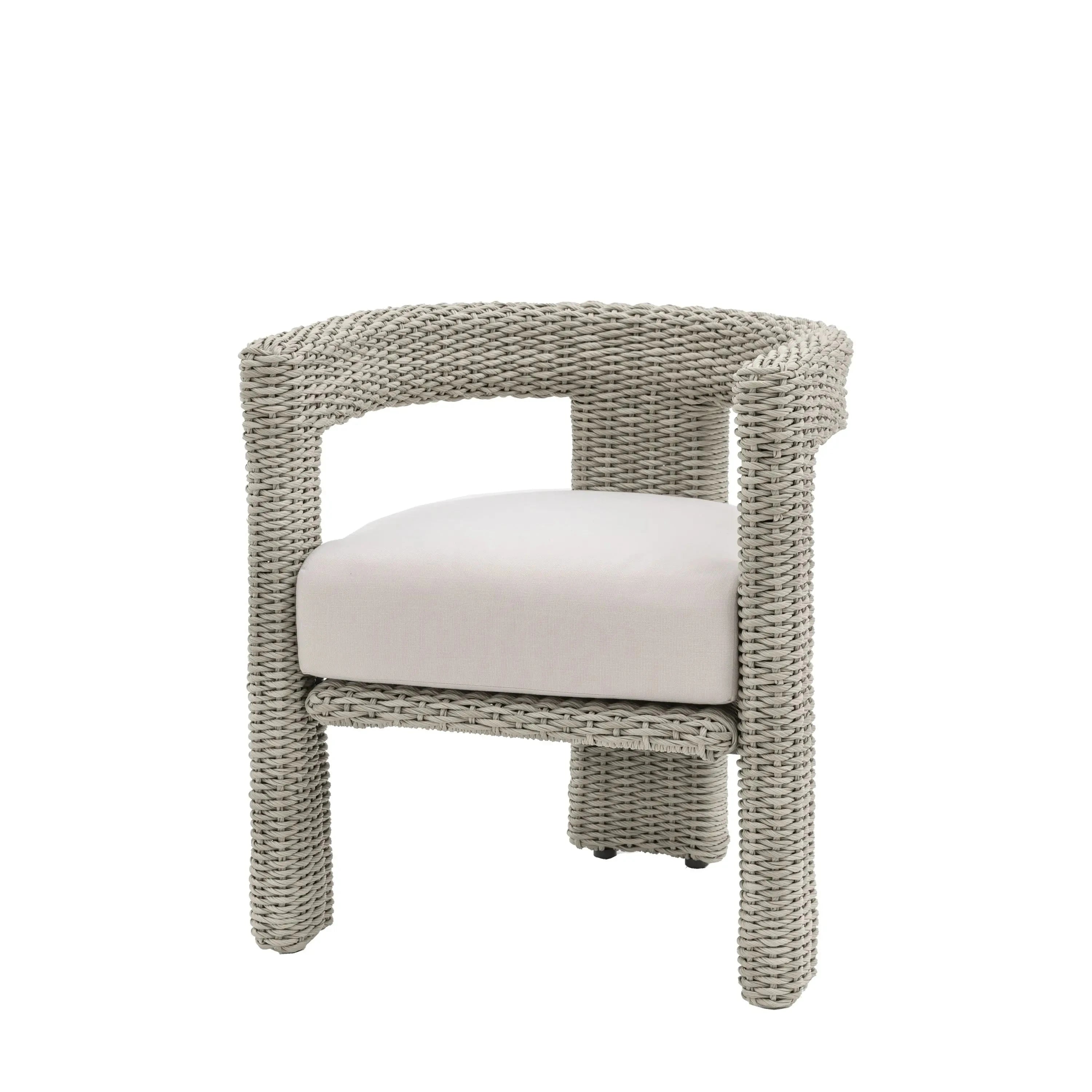 Seychelles Outdoor Cream & Natural Rattan Curved Dining Chair - Set of 2 Outdoor