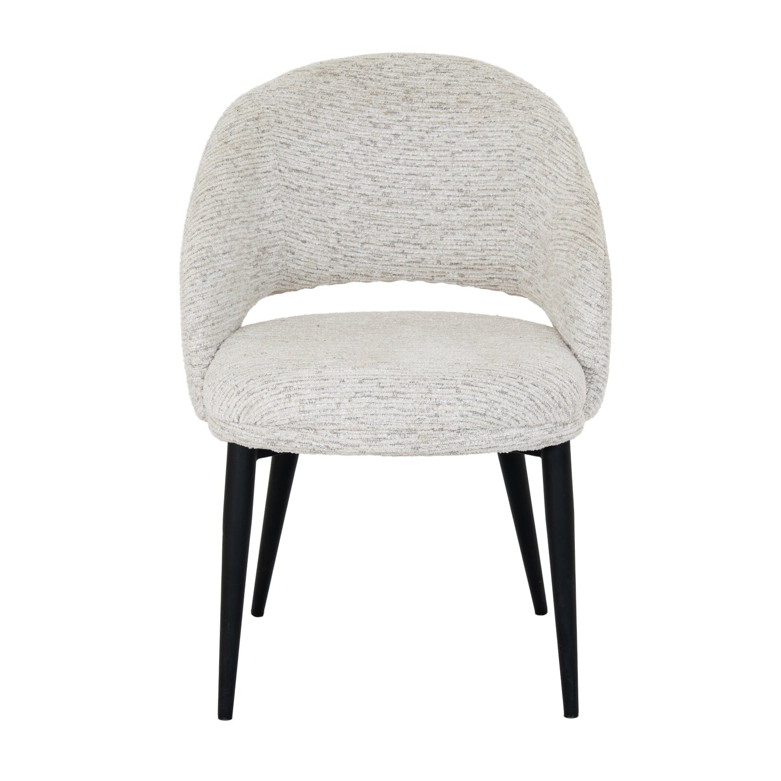 Shella Cream Textured Curved Dining Chair with Black Legs Furniture