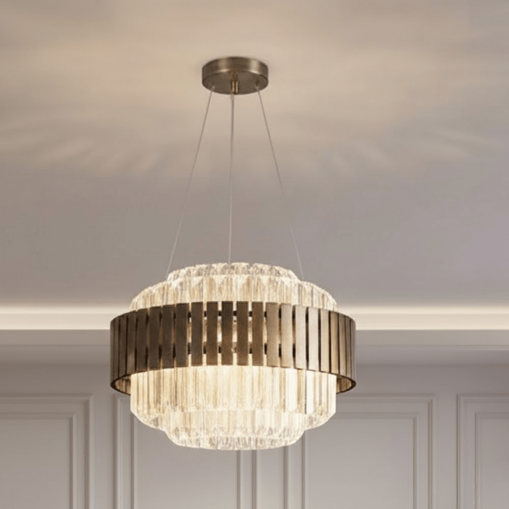 Shenella Luxury Bronze & Glass Chandelier Lighting