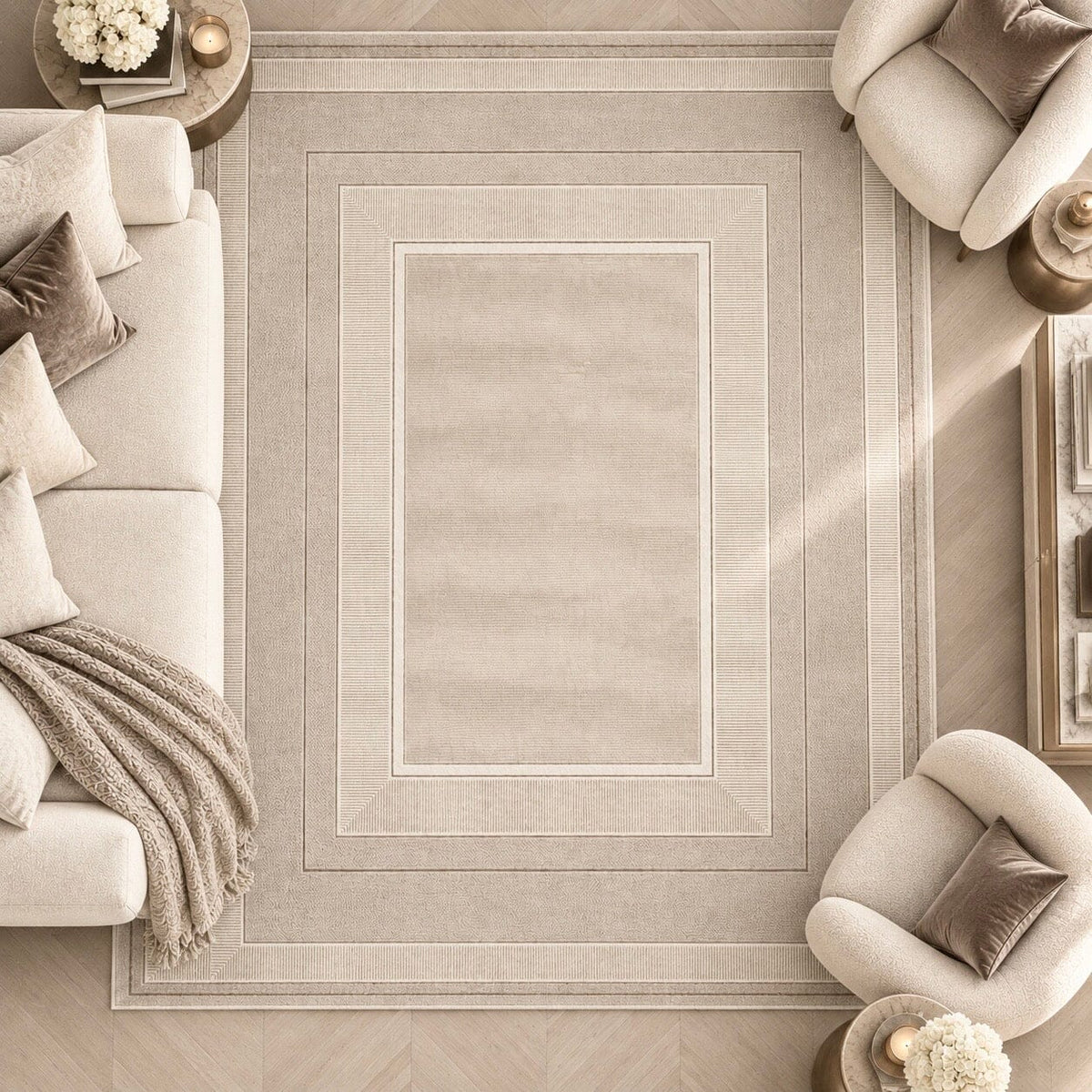Sigrid Cream Border Rug Textiles