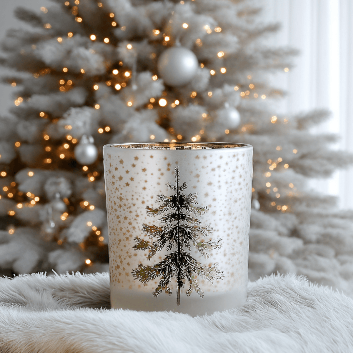 Silver Festive Christmas Tree Candle Holder Accessories