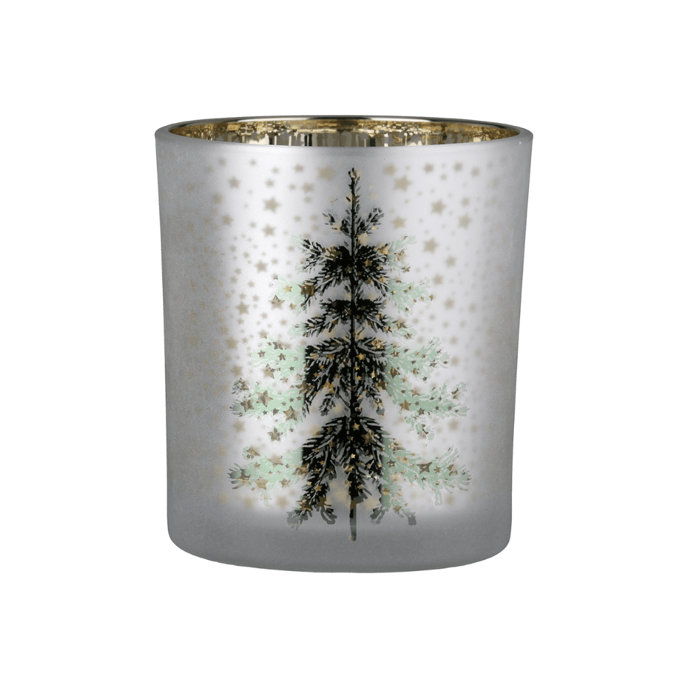 Silver Festive Christmas Tree Candle Holder Accessories