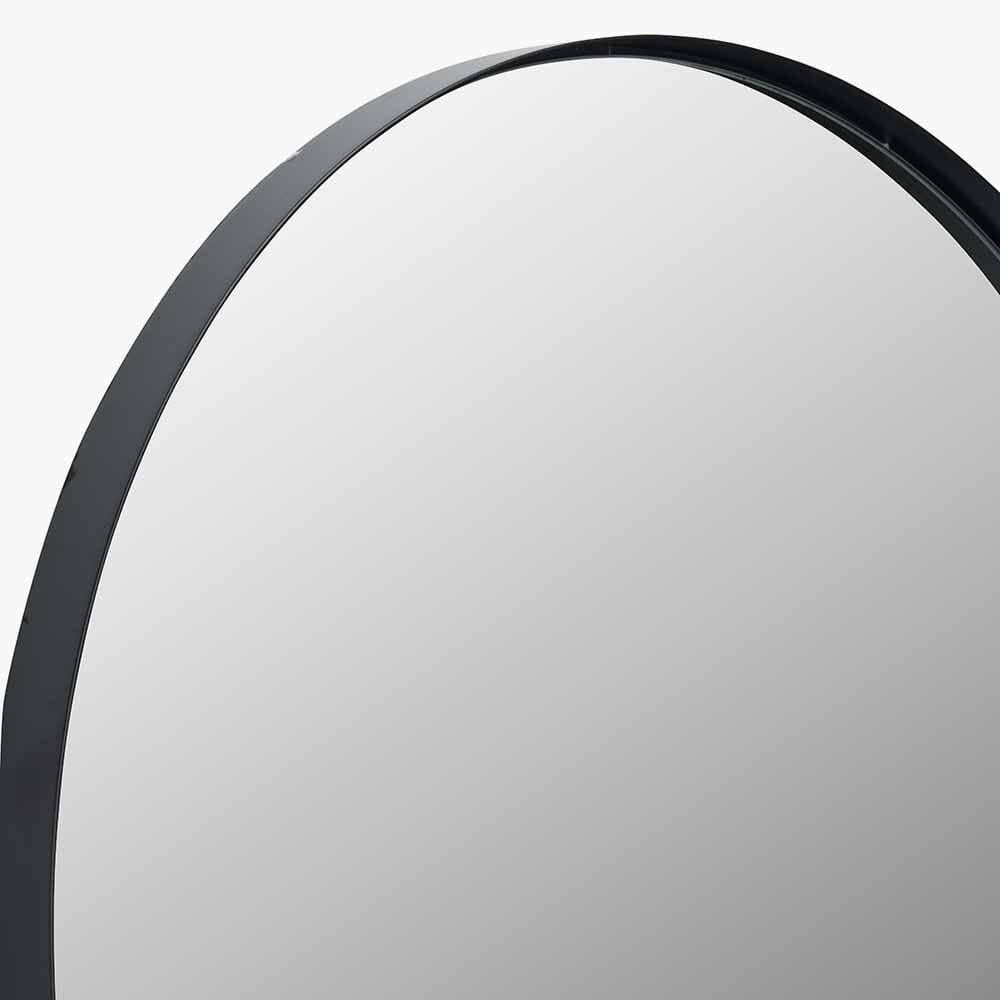 Siona Black Metal Slim Frame Oval Wall Mirror Accessories