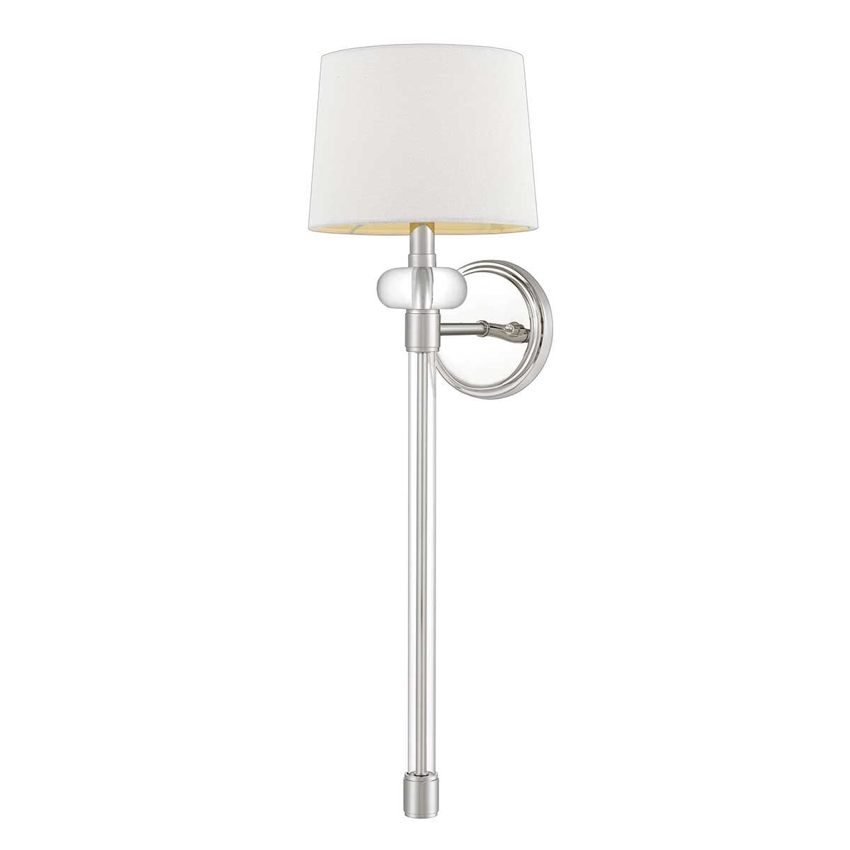 Smithson Chrome & Glass Wall Light with White Shade Lighting