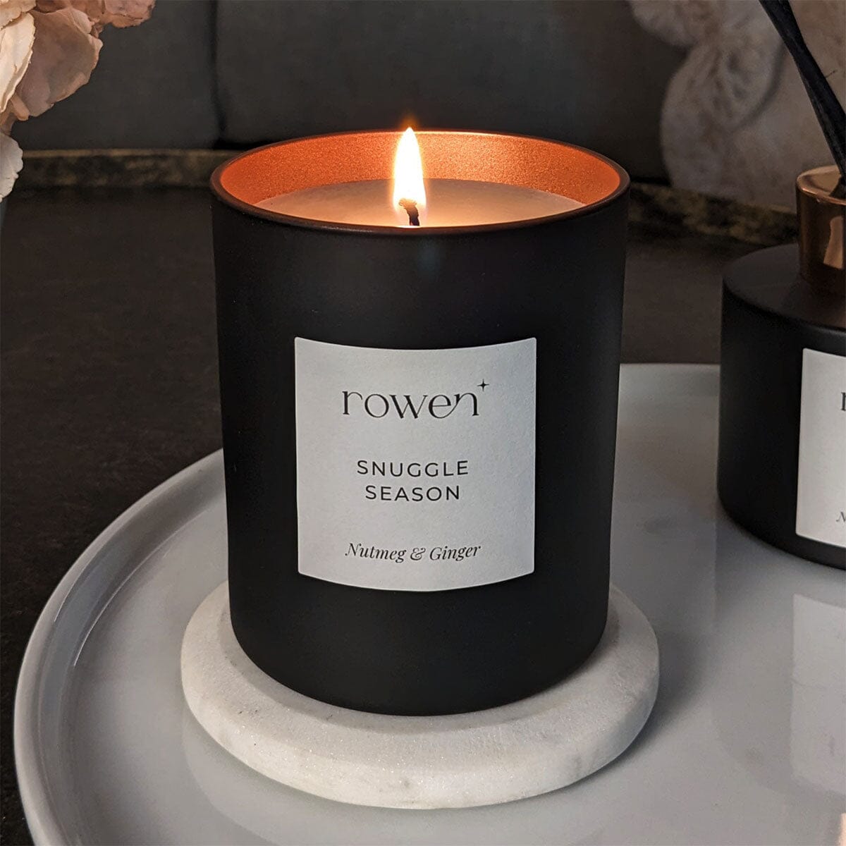 Snuggle Season Black & Rose Gold Scented Candle - Nutmeg & Ginger Fragrance