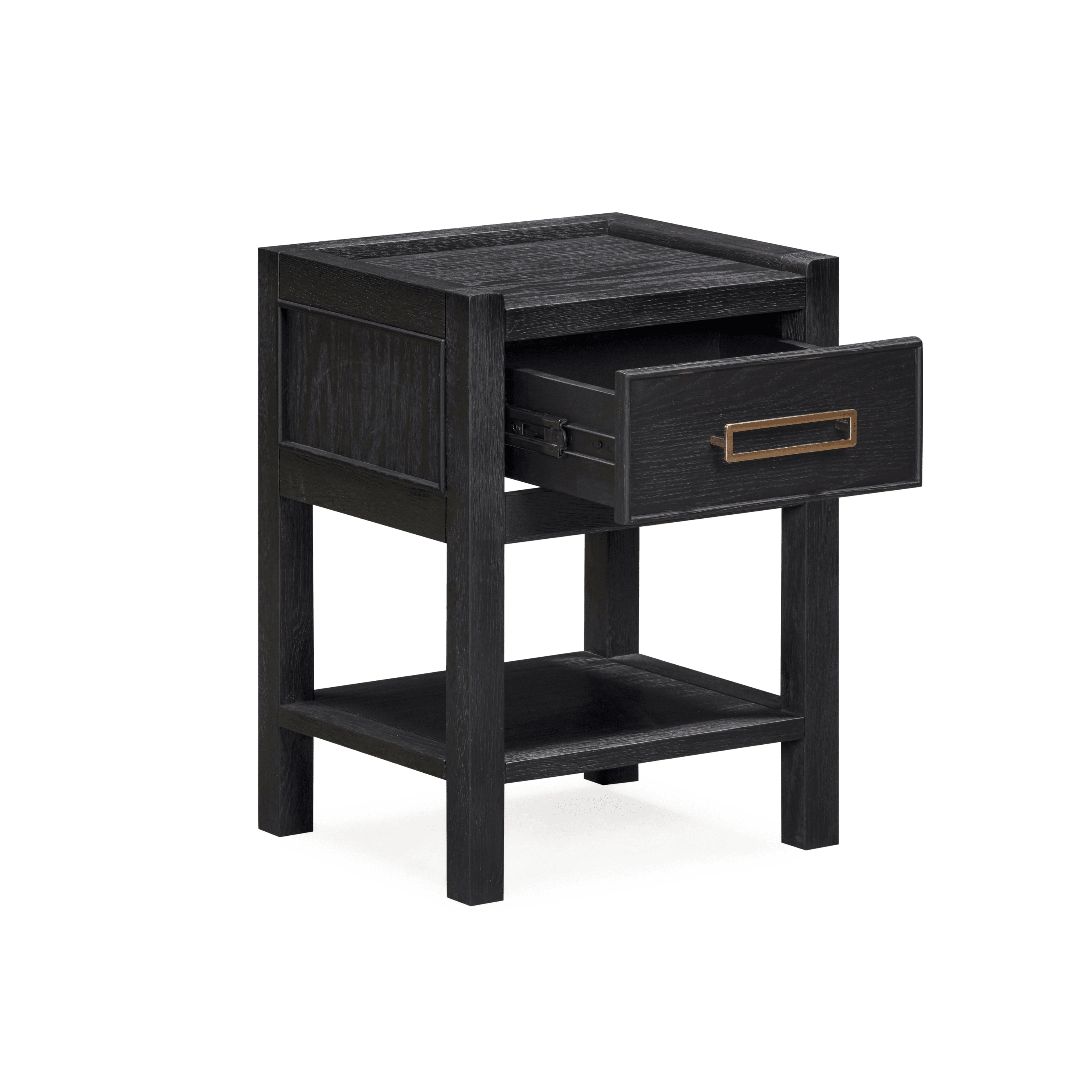 Soho Black Oak Veneer 1 Drawer Bedside Table Furniture