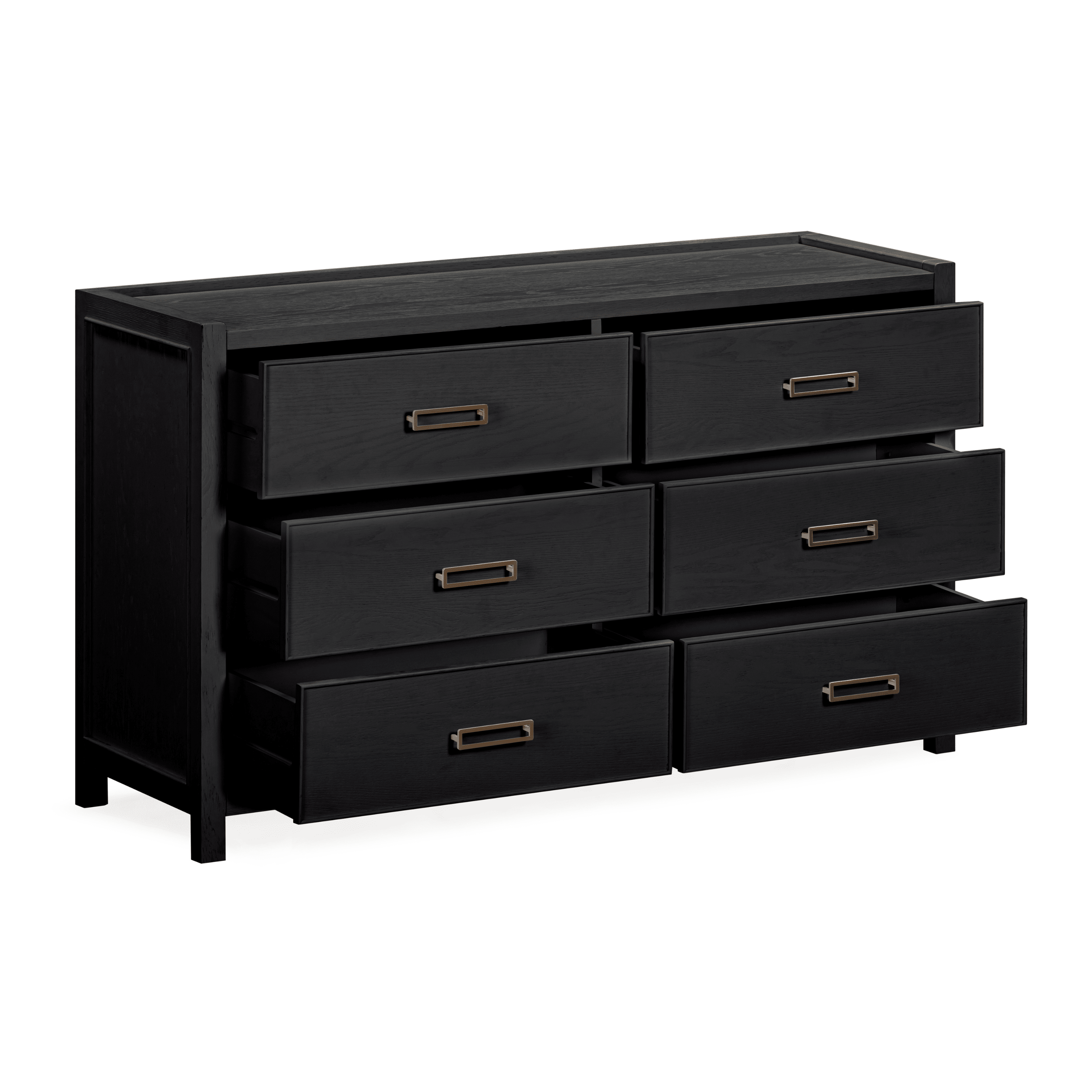 Soho Black Oak Veneer 6 Drawer Chest Furniture
