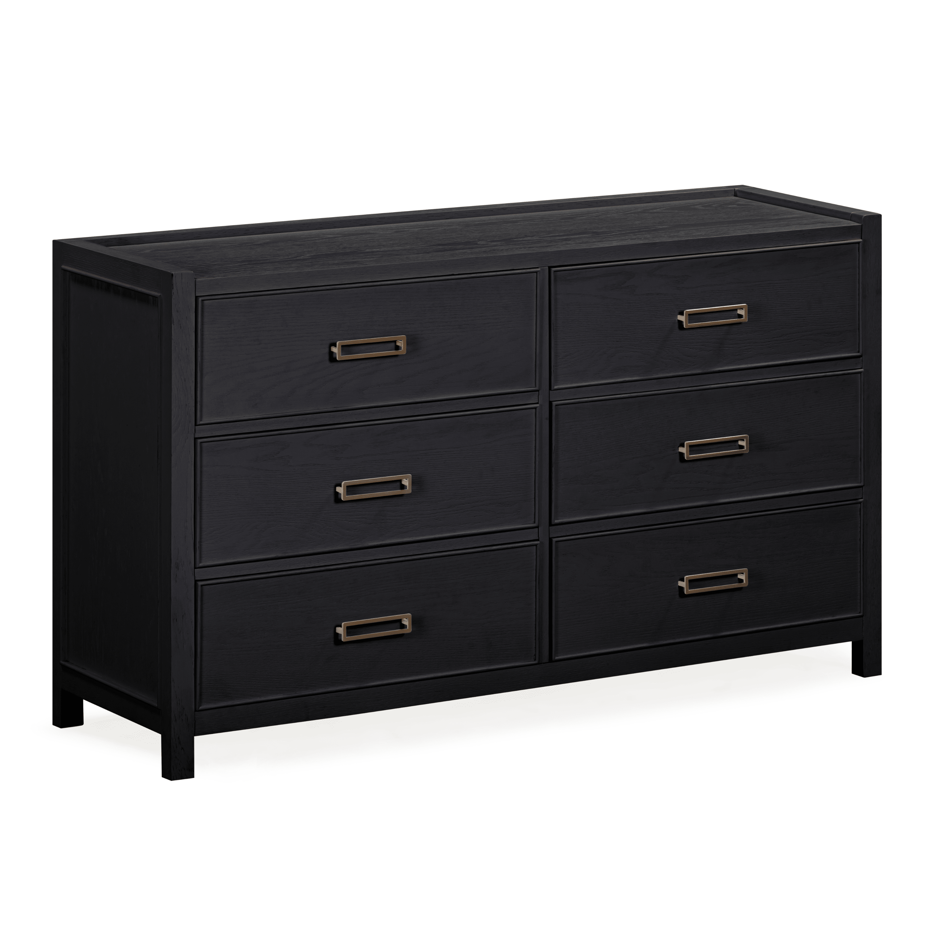 Soho Black Oak Veneer 6 Drawer Chest Furniture