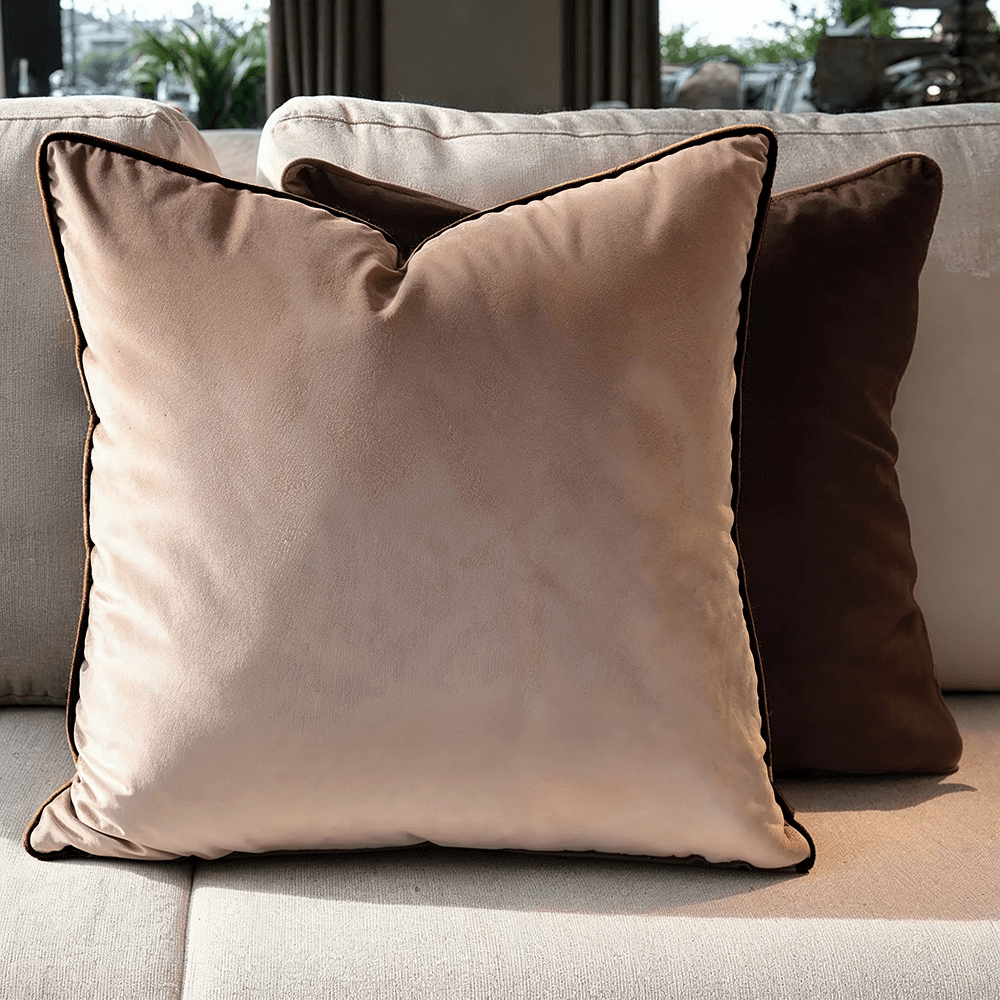 Solenne Chocolate & Taupe Reversible Cushion - 59x59cm Textiles