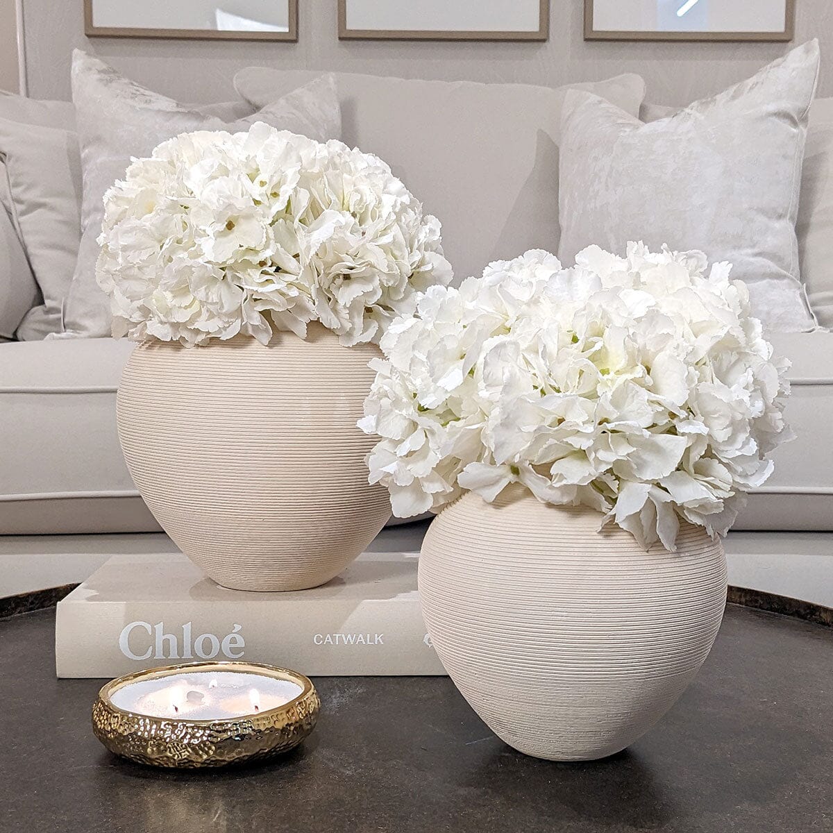 Solis Large Rounded Stone Ceramic Neutral Vase Accessories