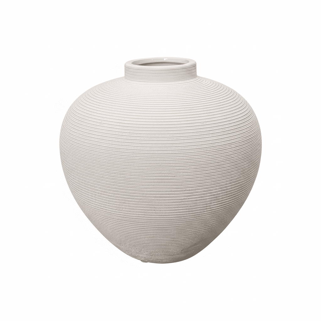 Solis Medium Rounded Stone Ceramic Neutral Vase Accessories