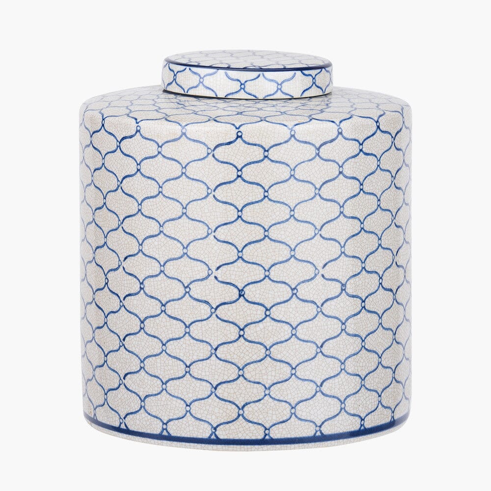 Soren Grey & Blue Ceramic Patterned Ginger Jar Accessories