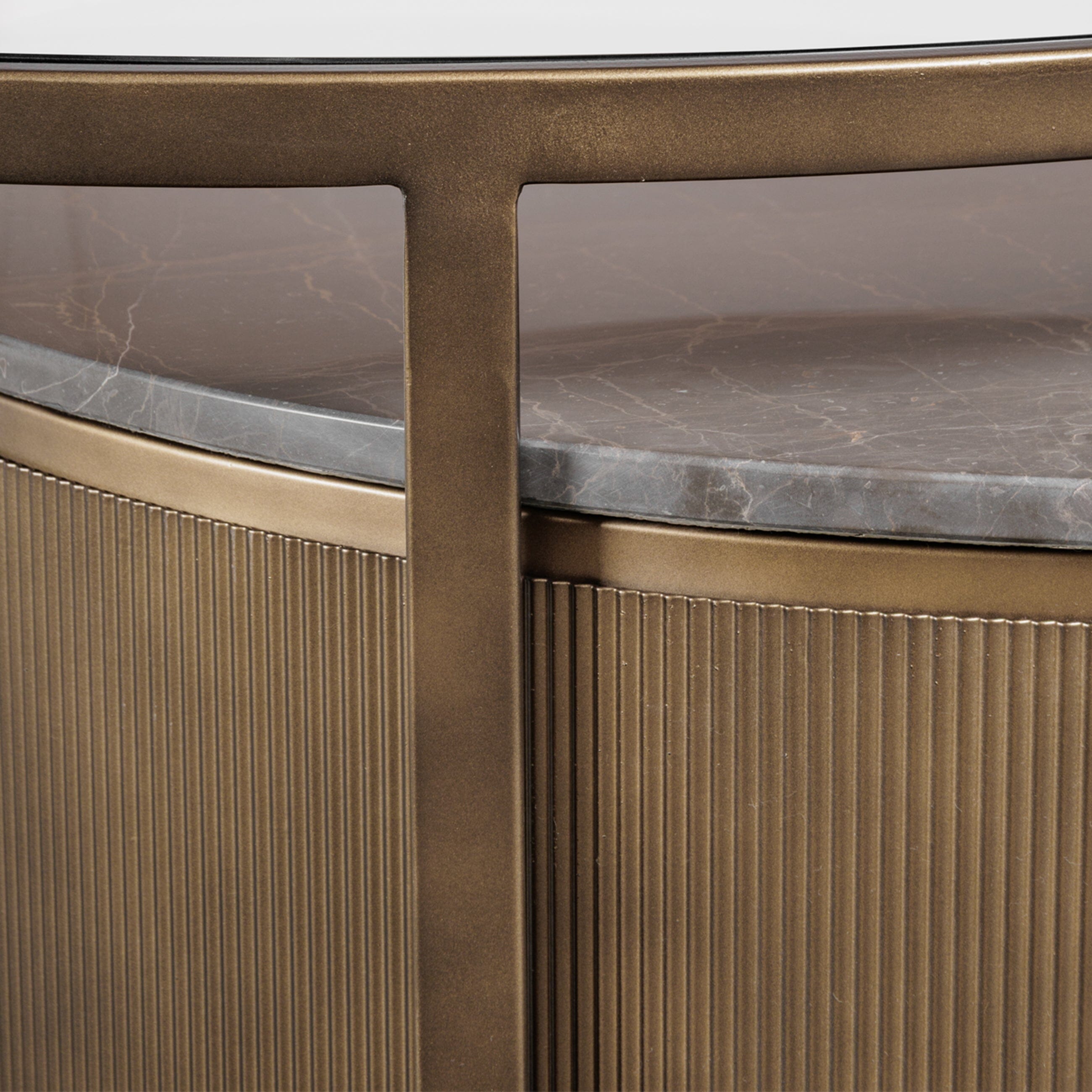 Sovana Antique Brass Nesting Coffee Tables with Grey Marble and Glass Top Furniture
