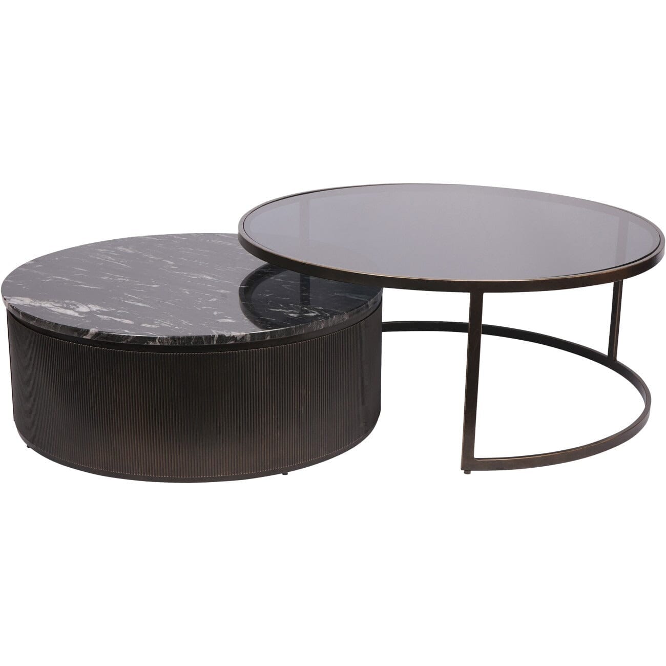 Sovana Deep Bronze Nesting Coffee Tables with Marble and Glass Top Furniture