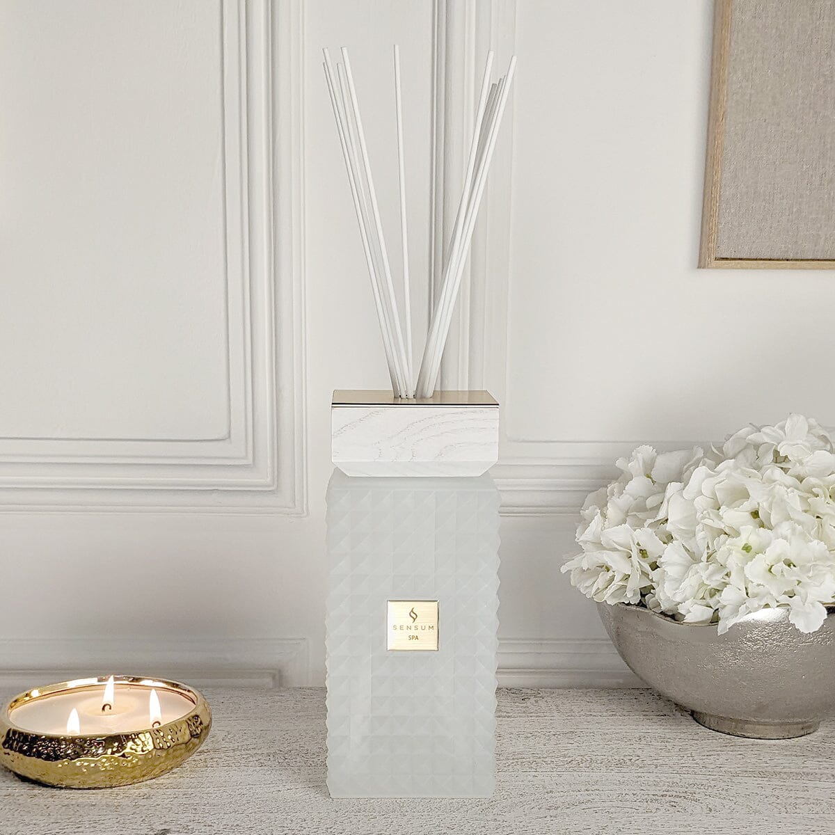 Spa Large White & Gold Luxury Reed Diffuser - 1000ml Fragrance