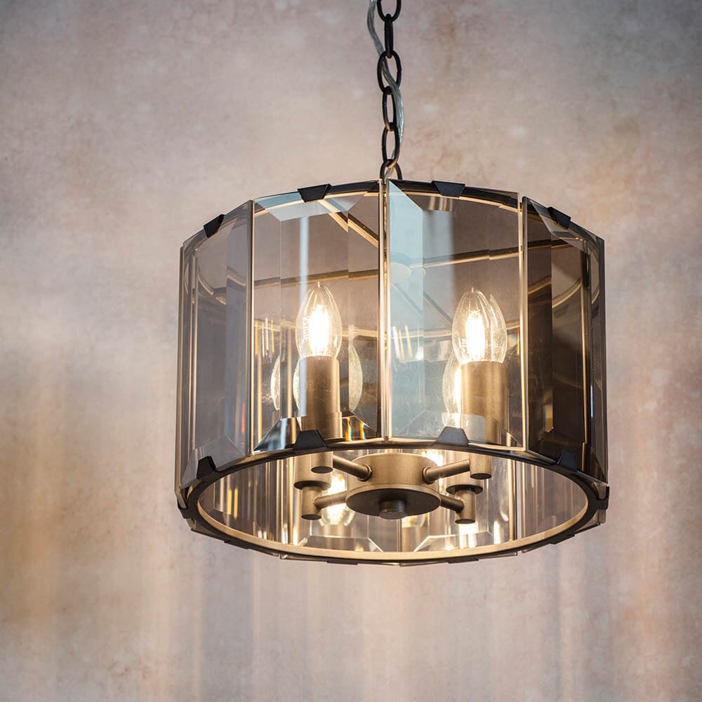 Starlight Tinted Grey Glass 4 Light Pendant Lighting