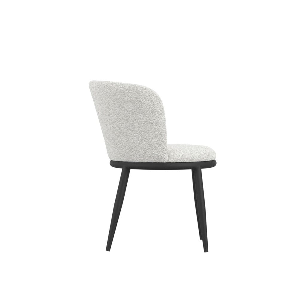 Stasi Off White Boucle Curved Dining Chair with Black Legs Furniture