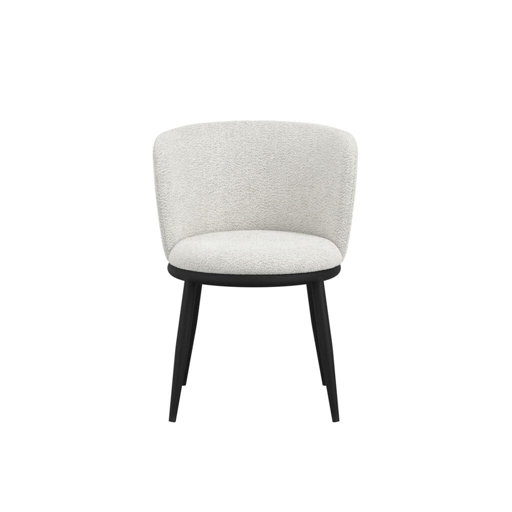 Stasi Off White Boucle Curved Dining Chair with Black Legs Furniture