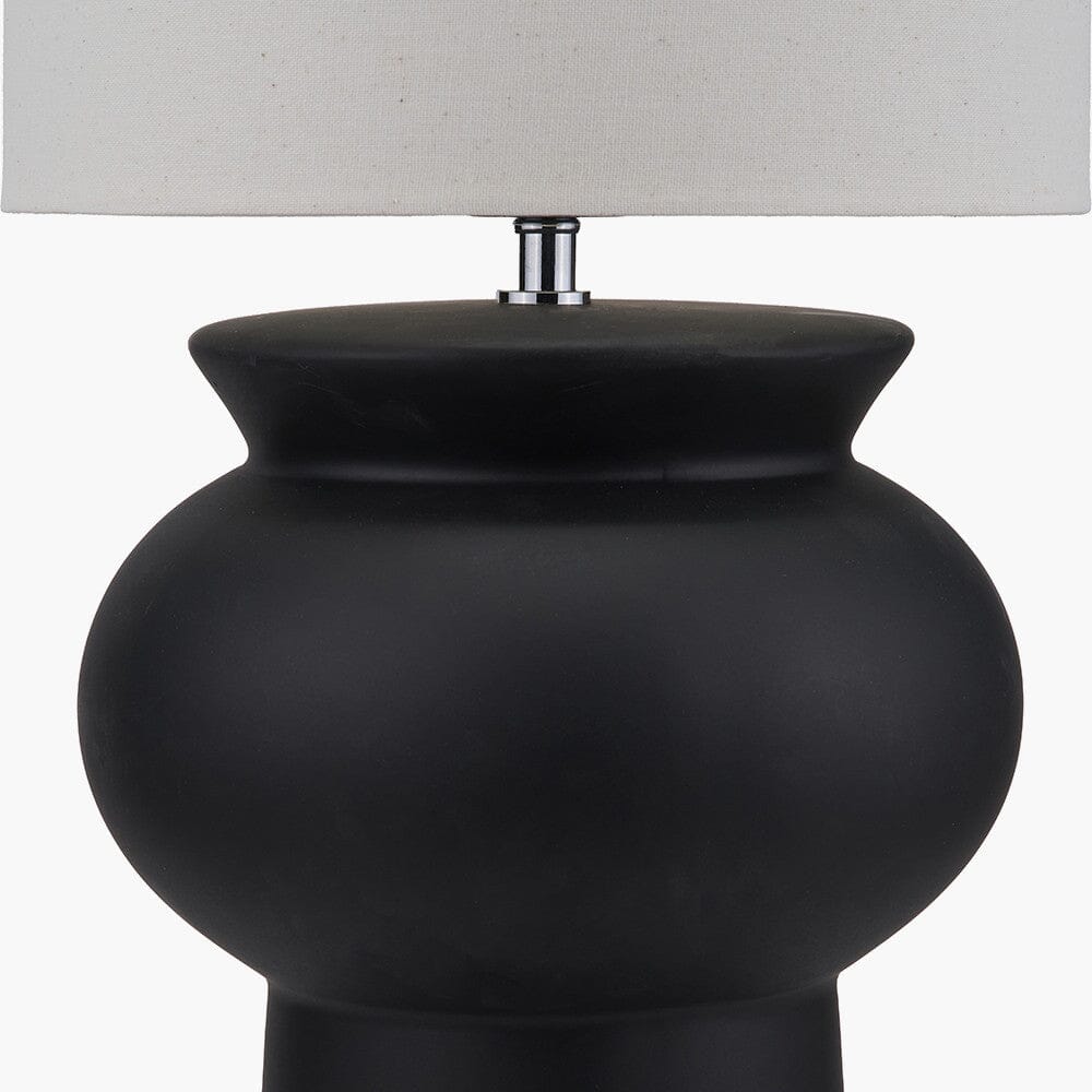 Susille Black Ceramic Floor Lamp with White Shade Lighting