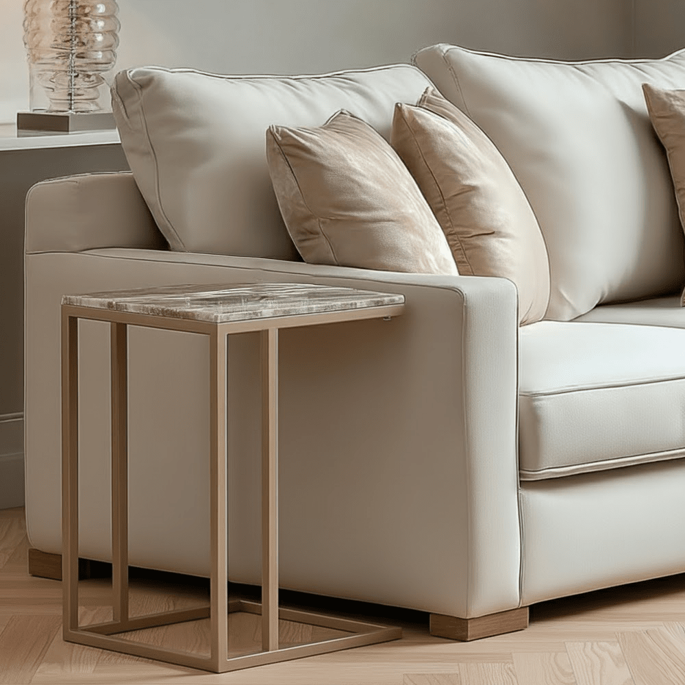 Sylvaine Taupe & Marble Sofa Table Furniture