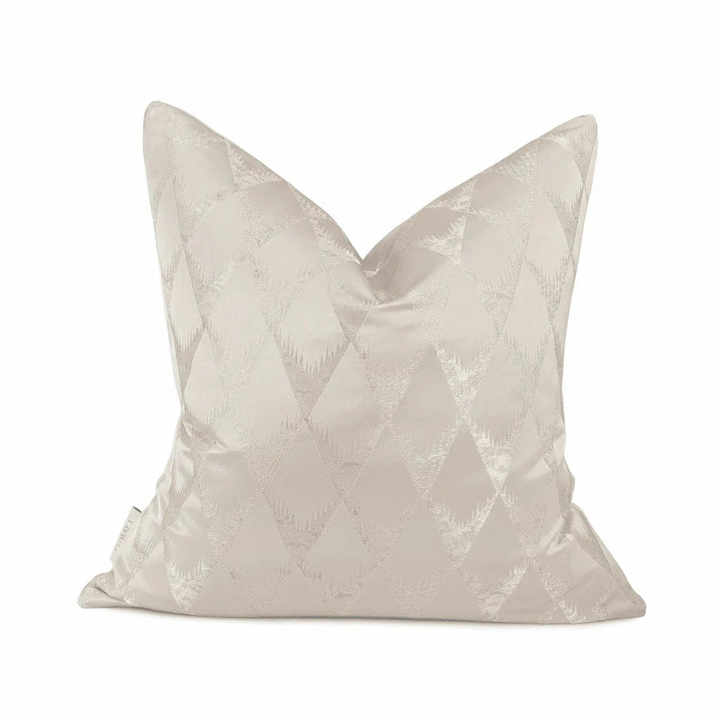 Tacoma Cream & Gold Geometric Metallic Feather Filled Cushion - 50x50cm
