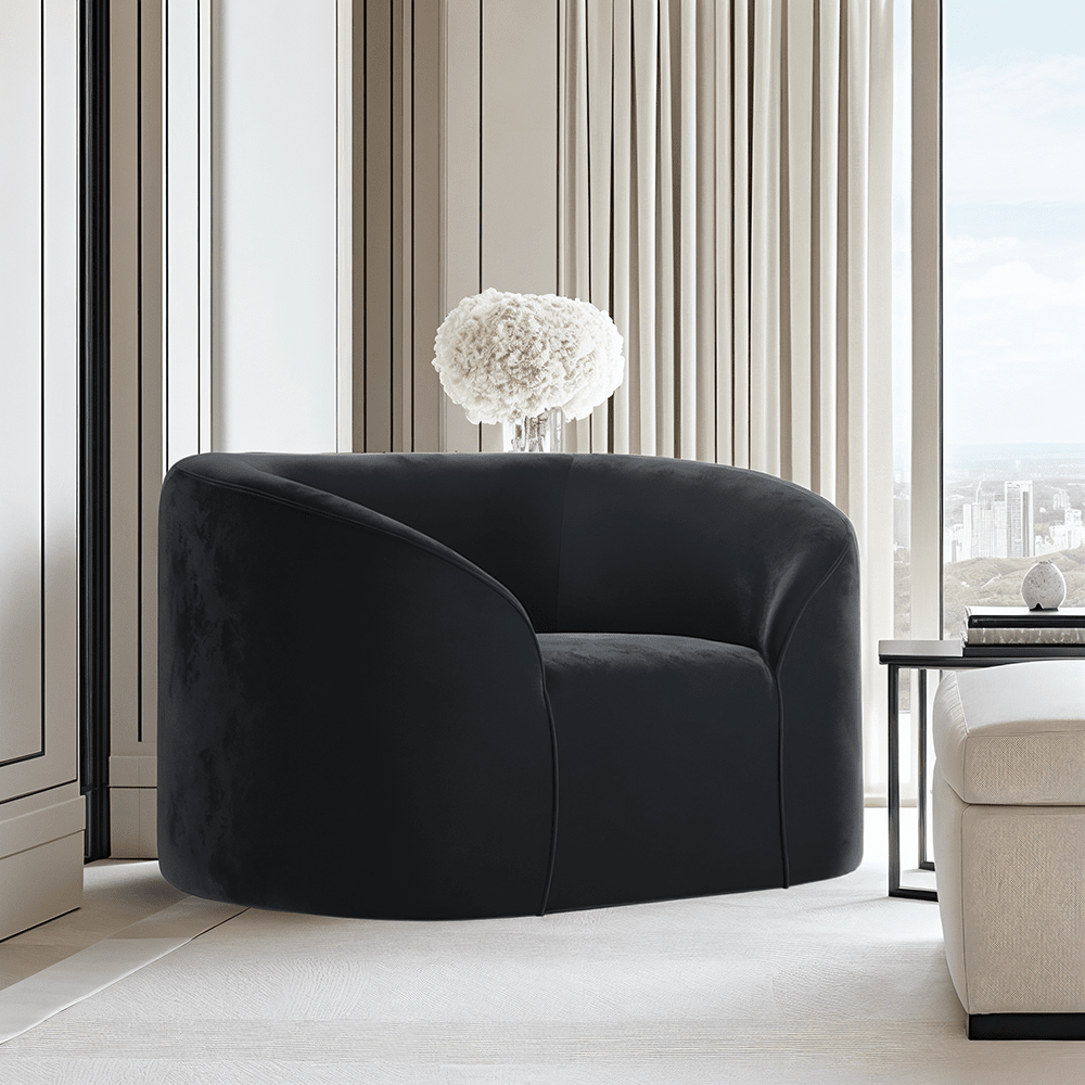 Tadley Black Velvet Curved Accent Chair Furniture
