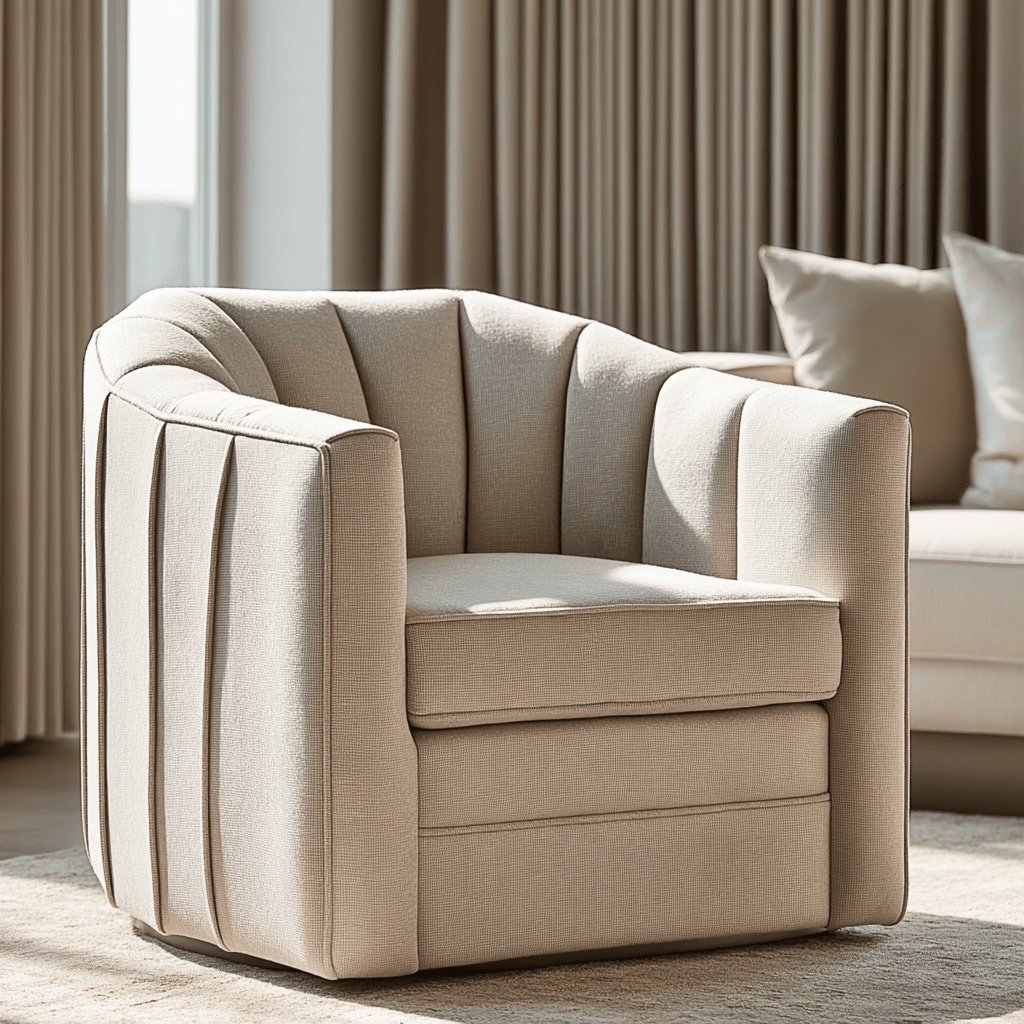 Tage Oatmeal Twill Swivel Armchair Furniture