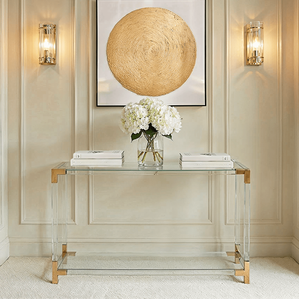 Taormina Acrylic Console Table with Gold Accents Furniture