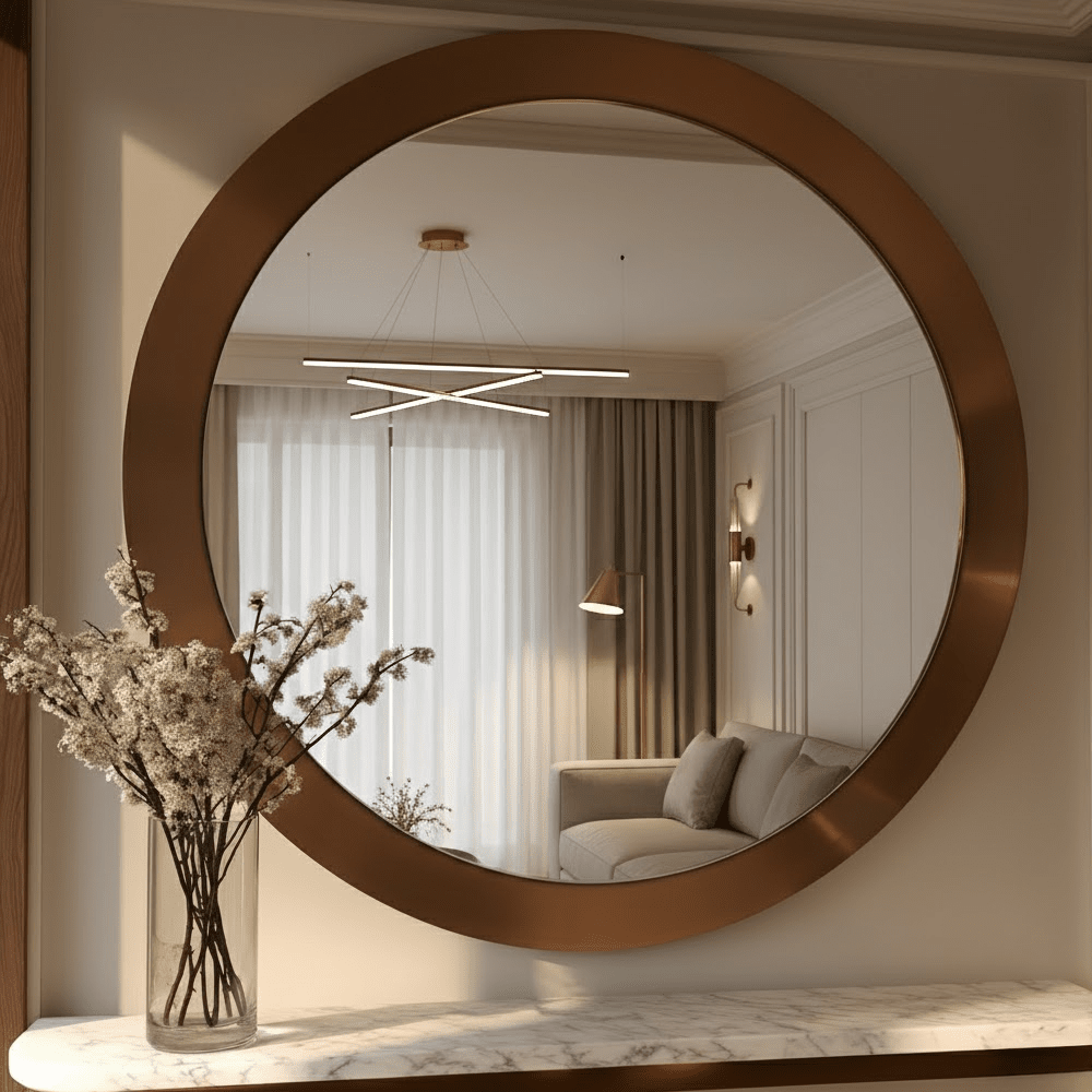 Tempus Burnished Gold Round Mirror Accessories