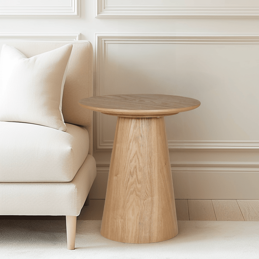 Tessa Oak Veneer Round Side Table Furniture