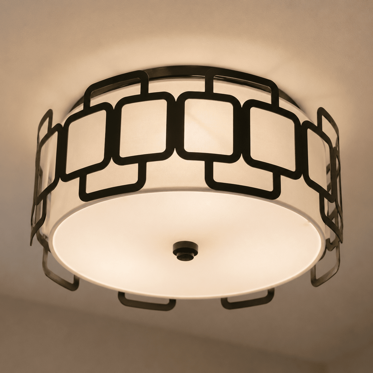 Tessera Black Geometric 3 Light Flush Ceiling Light Lighting