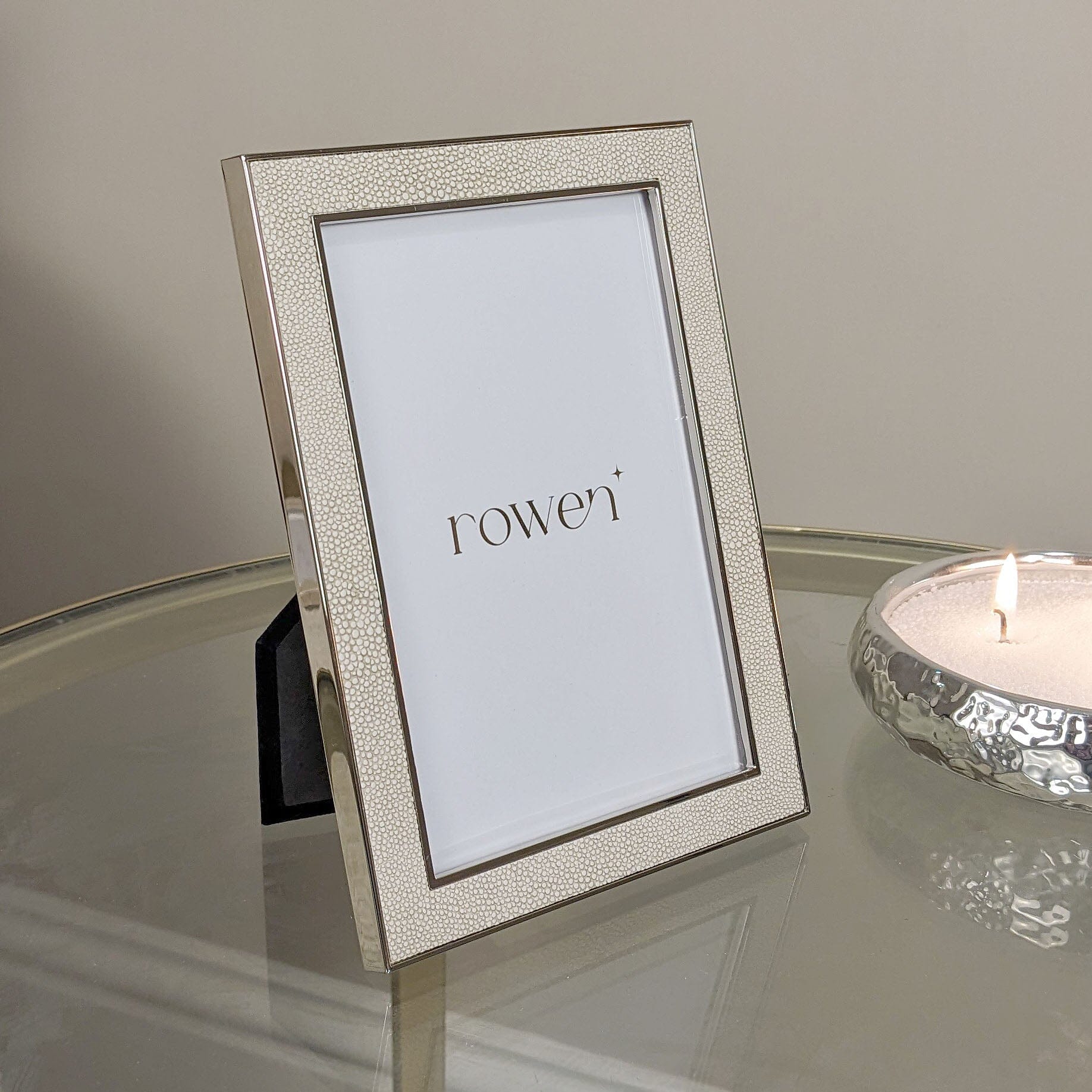 Thalia Faux Cream Shagreen Photo Frame - 4x6" Accessories