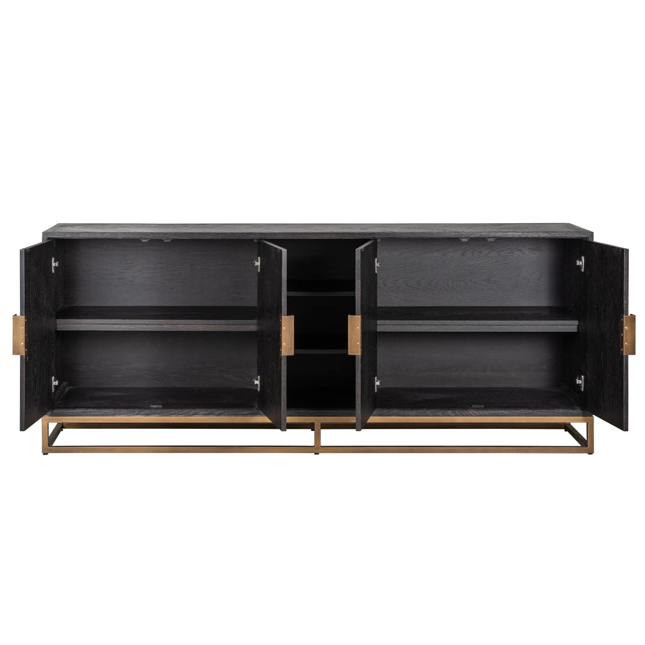 Thessaly Black Chevron Sideboard with Brass Handles Furniture