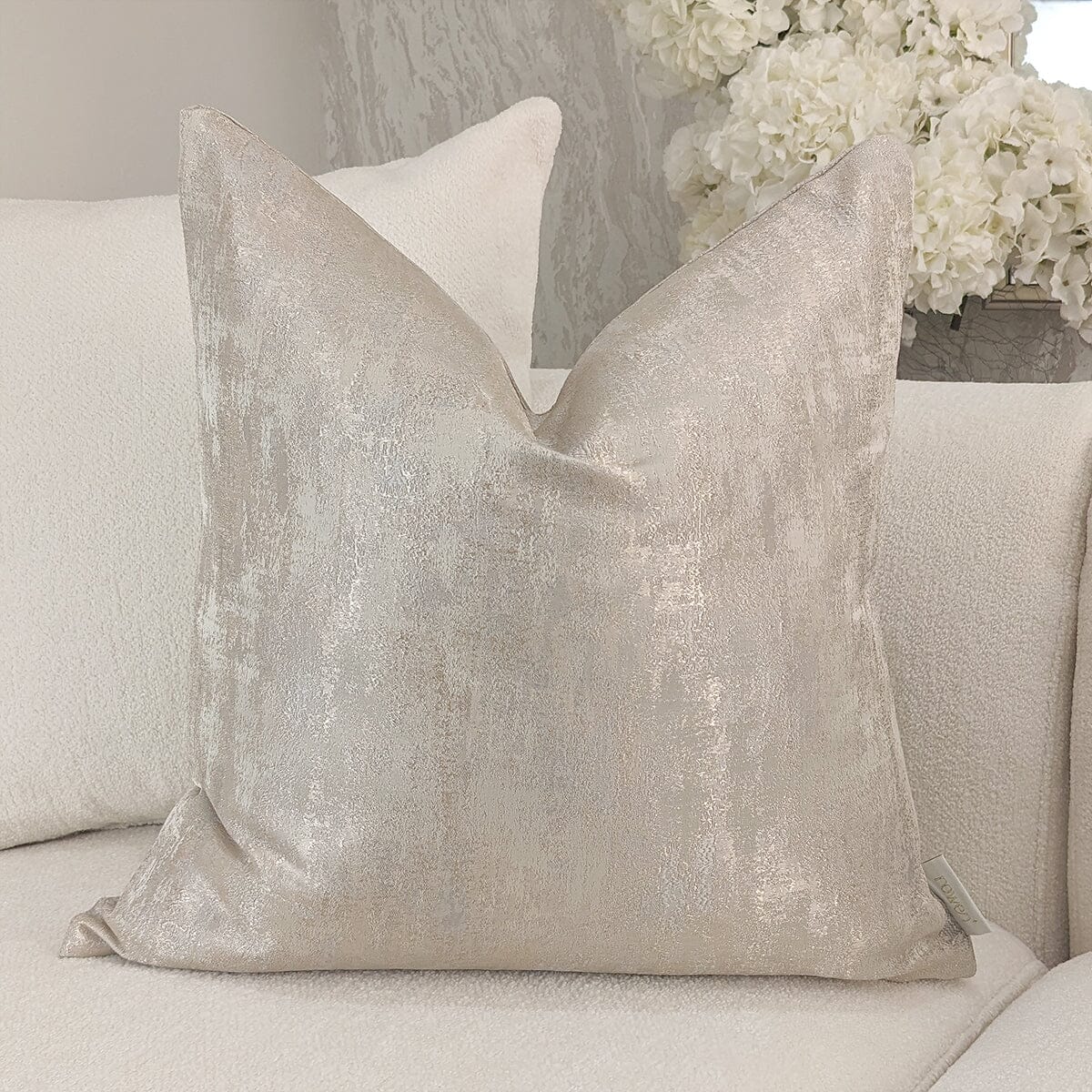 Tiana Cream & Gold Abstract Print Cushion - 50x50cm Textiles